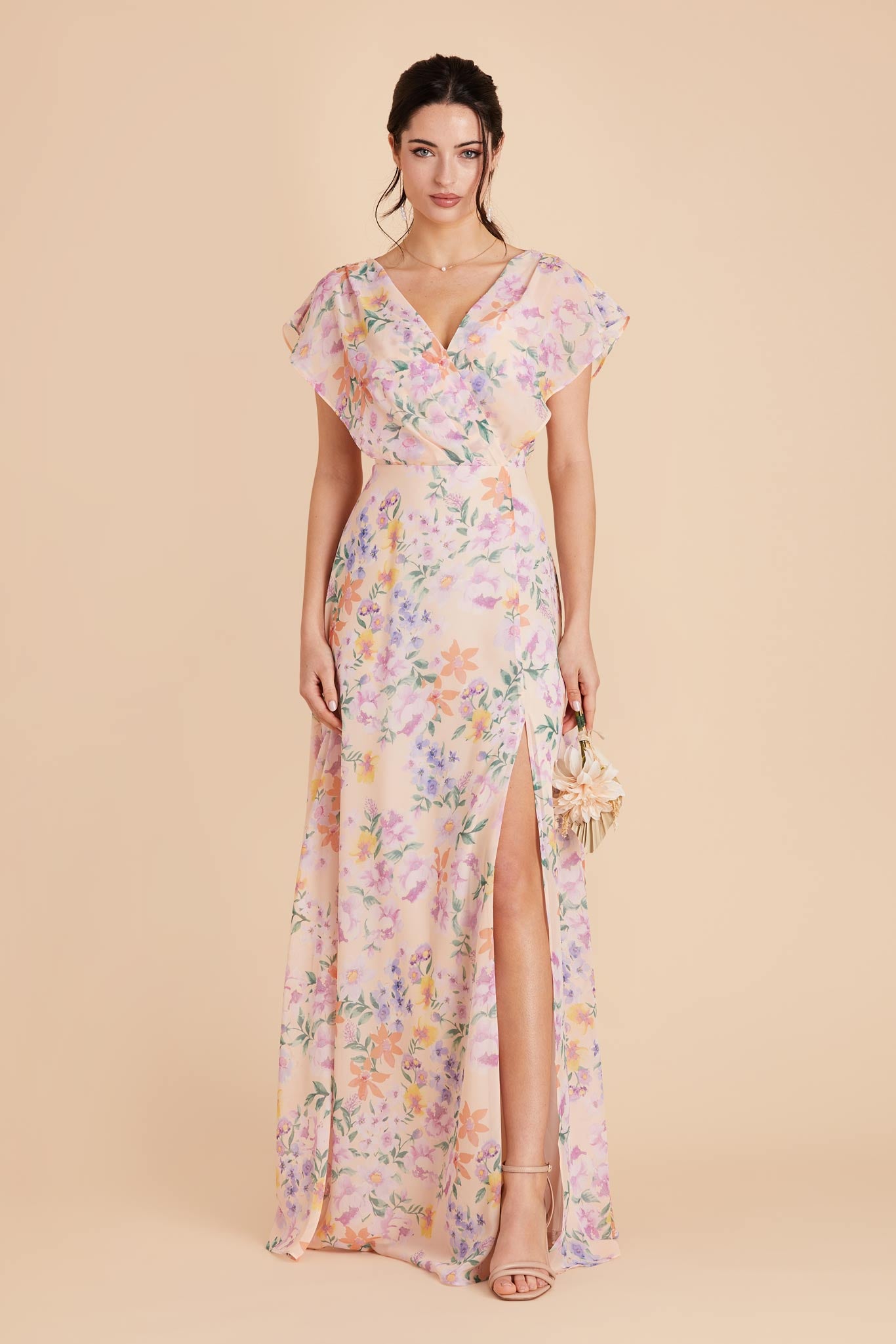 Botanical Blooms Violet Chiffon Dress by Birdy Grey