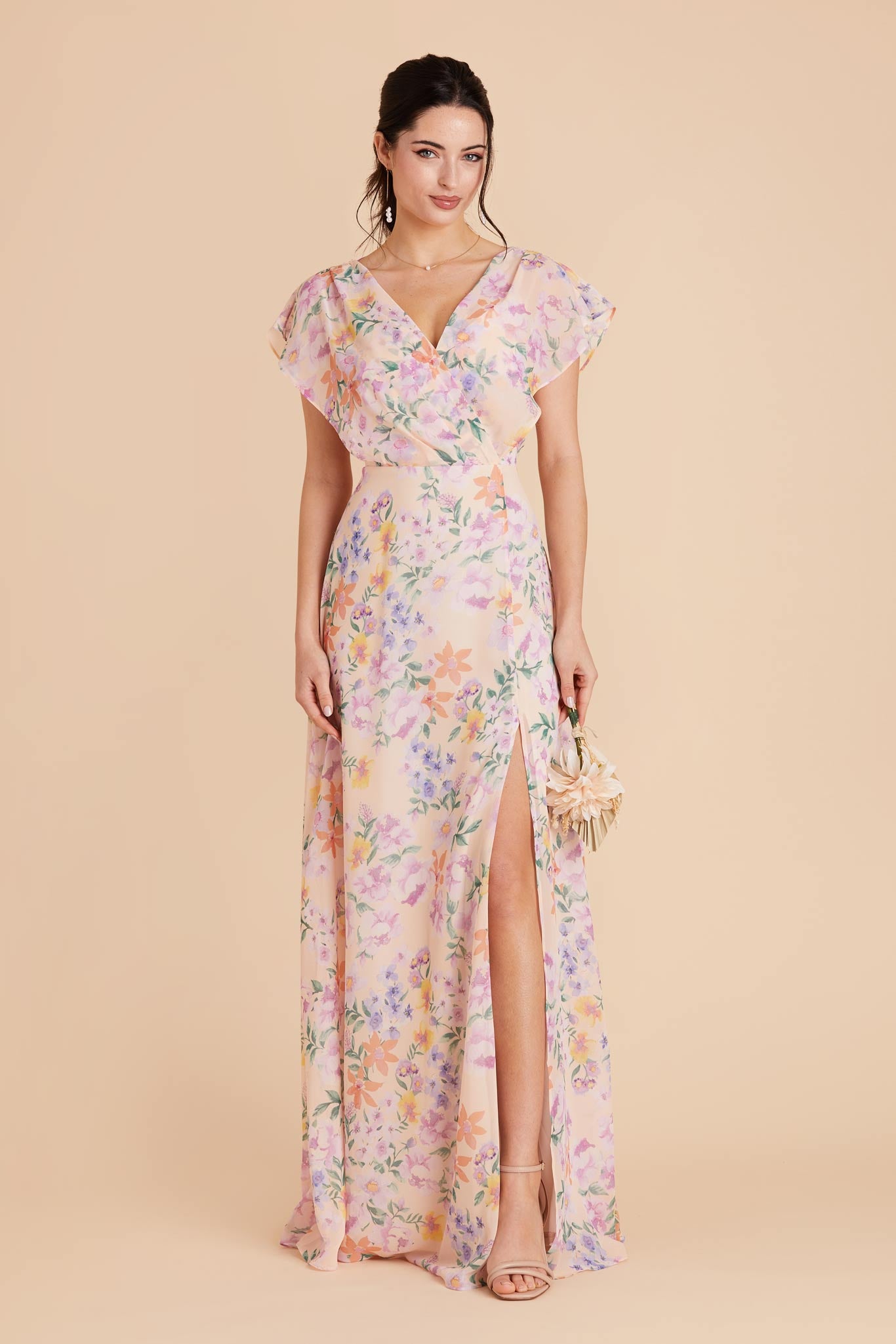 Botanical Blooms Violet Chiffon Dress by Birdy Grey