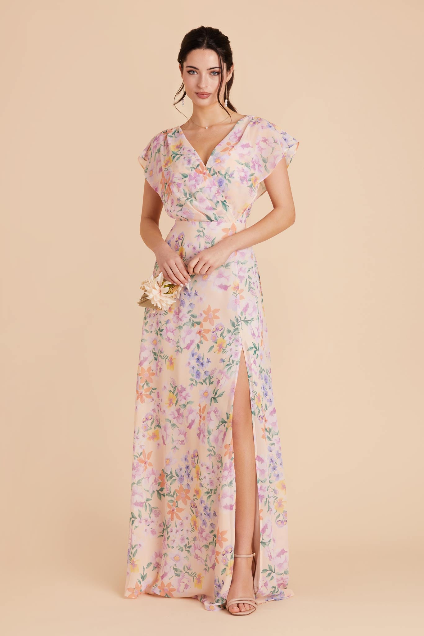 Botanical Blooms Violet Chiffon Dress by Birdy Grey