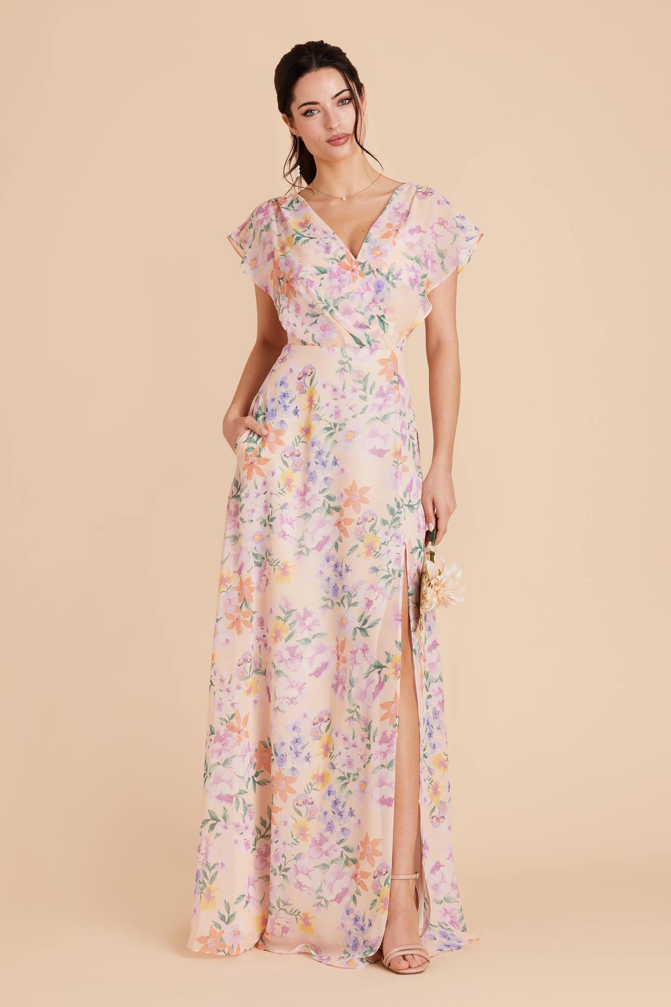 Botanical Blooms Violet Chiffon Dress by Birdy Grey