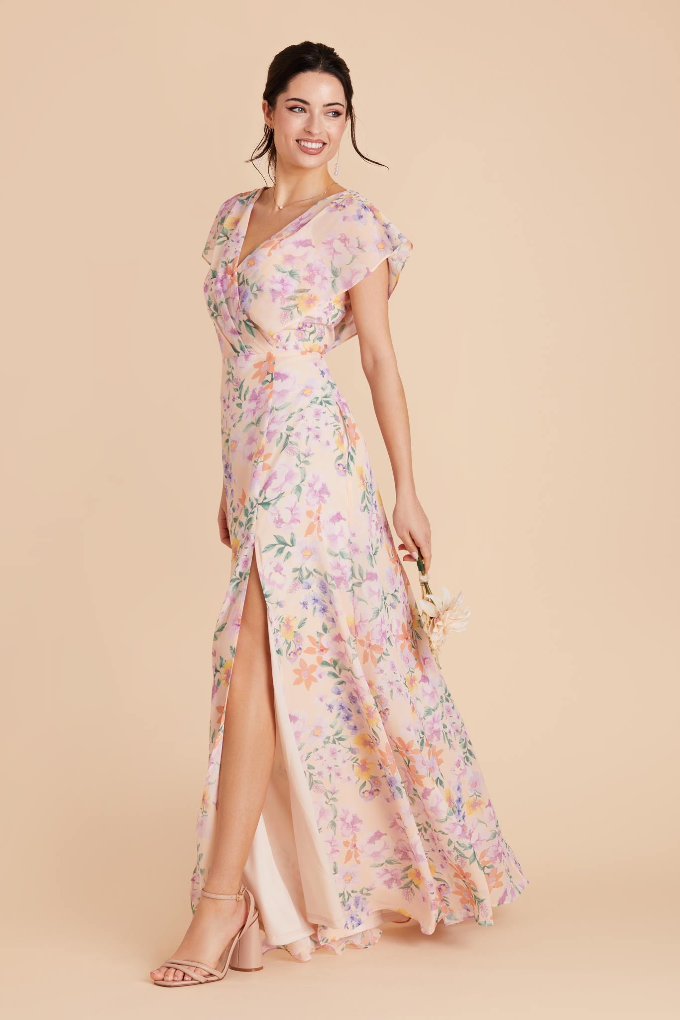 Botanical Blooms Violet Chiffon Dress by Birdy Grey