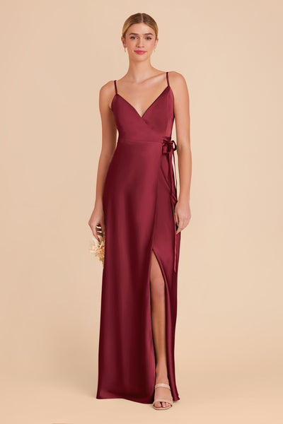 Burgundy Cindy Matte Satin Dress by Birdy Grey