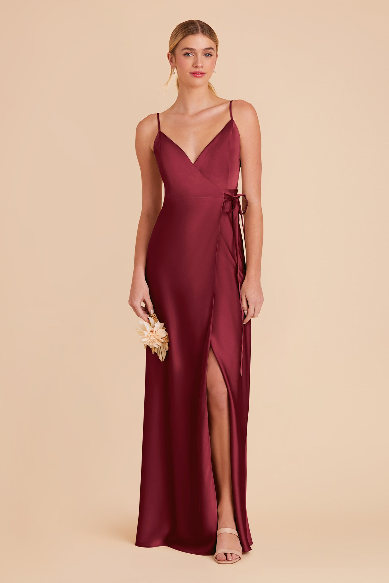 Burgundy Cindy Matte Satin Dress by Birdy Grey