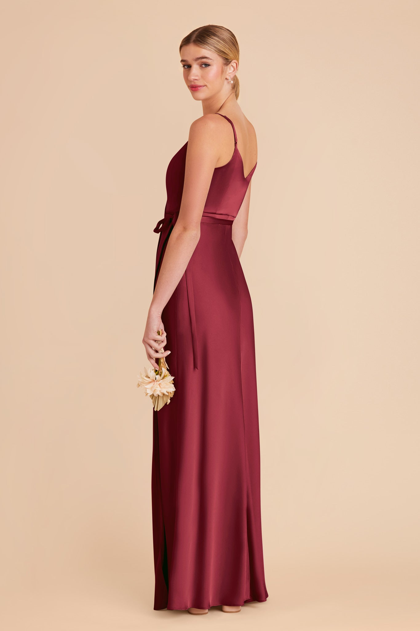 Burgundy Cindy Matte Satin Dress by Birdy Grey