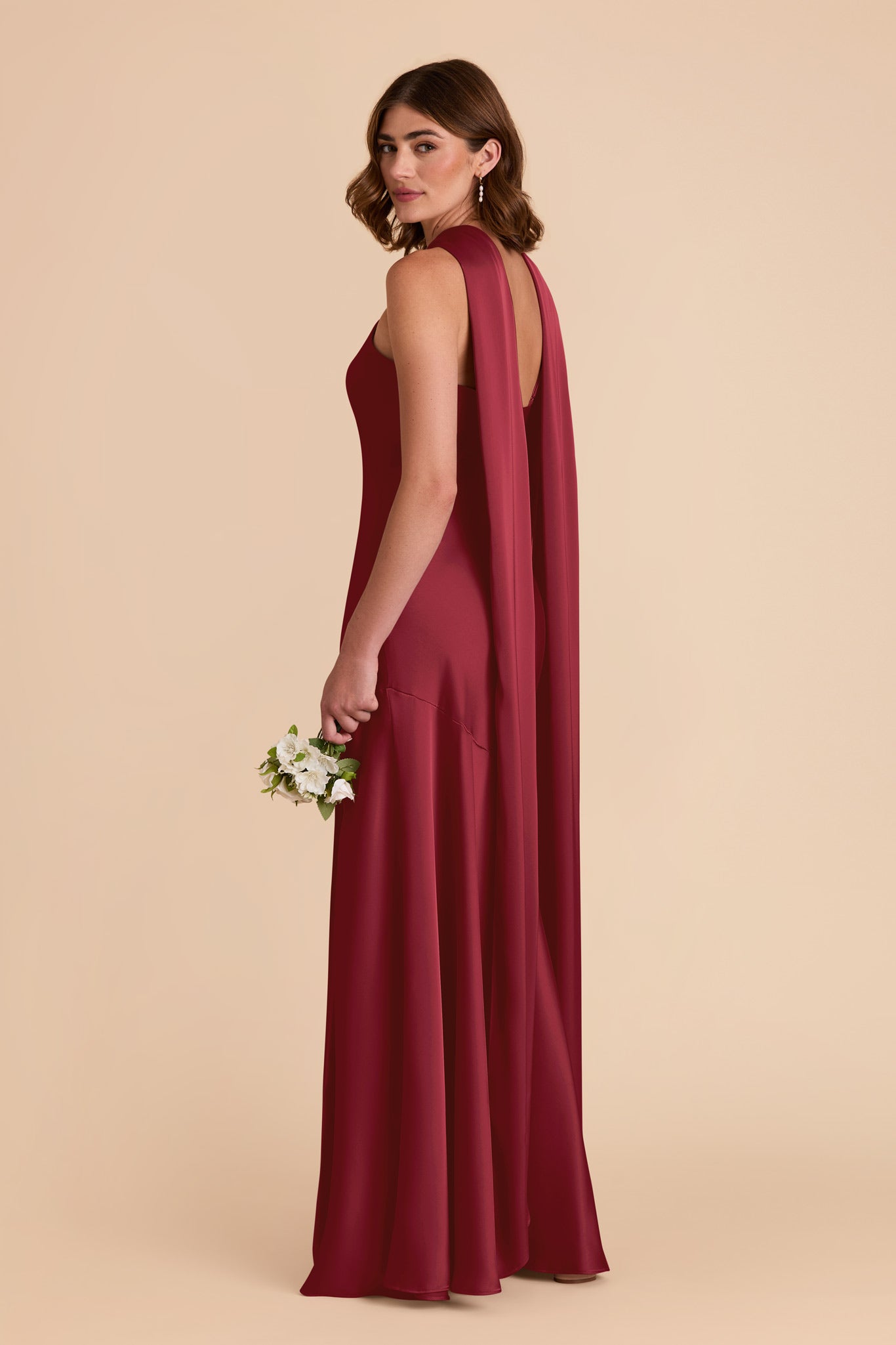 Burgundy Eileen Matte Satin Dress by Birdy Grey