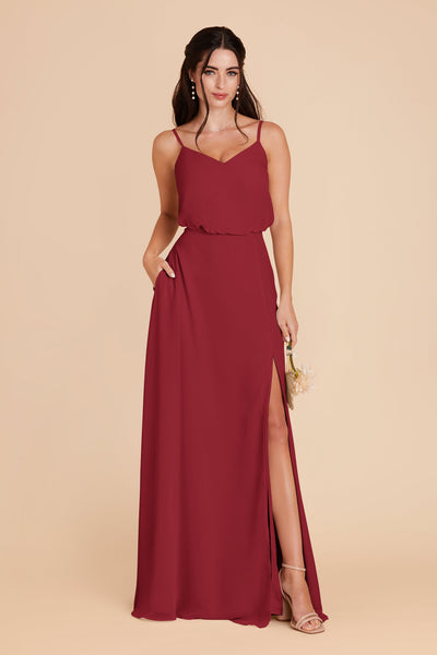 Burgundy Gwennie Chiffon Slit Dress by Birdy Grey