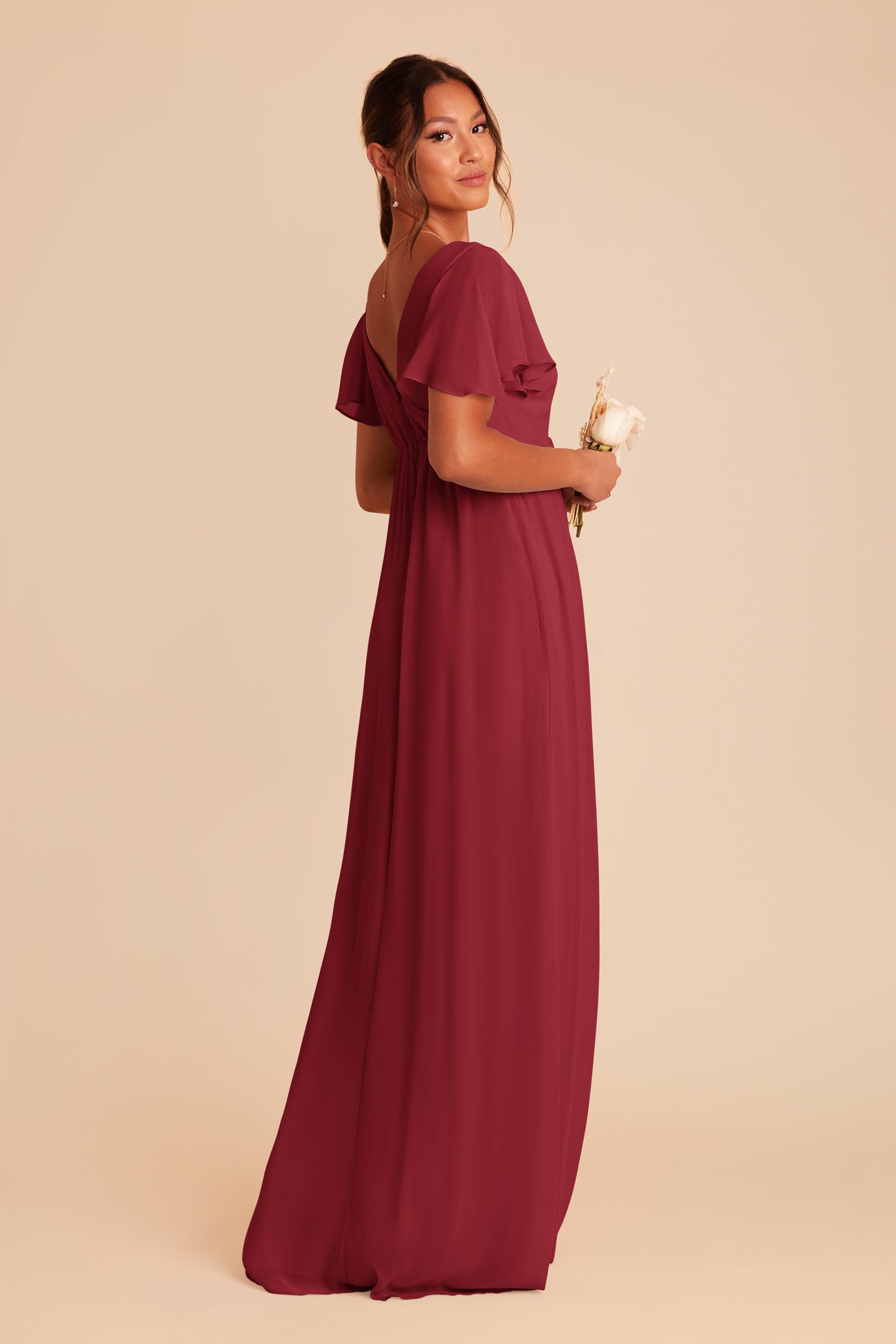 Burgundy Hannah Empire Chiffon Dress by Birdy Grey