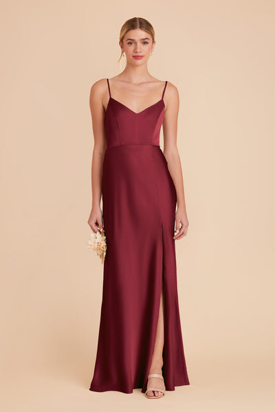 Burgundy Jay Matte Satin Dress by Birdy Grey