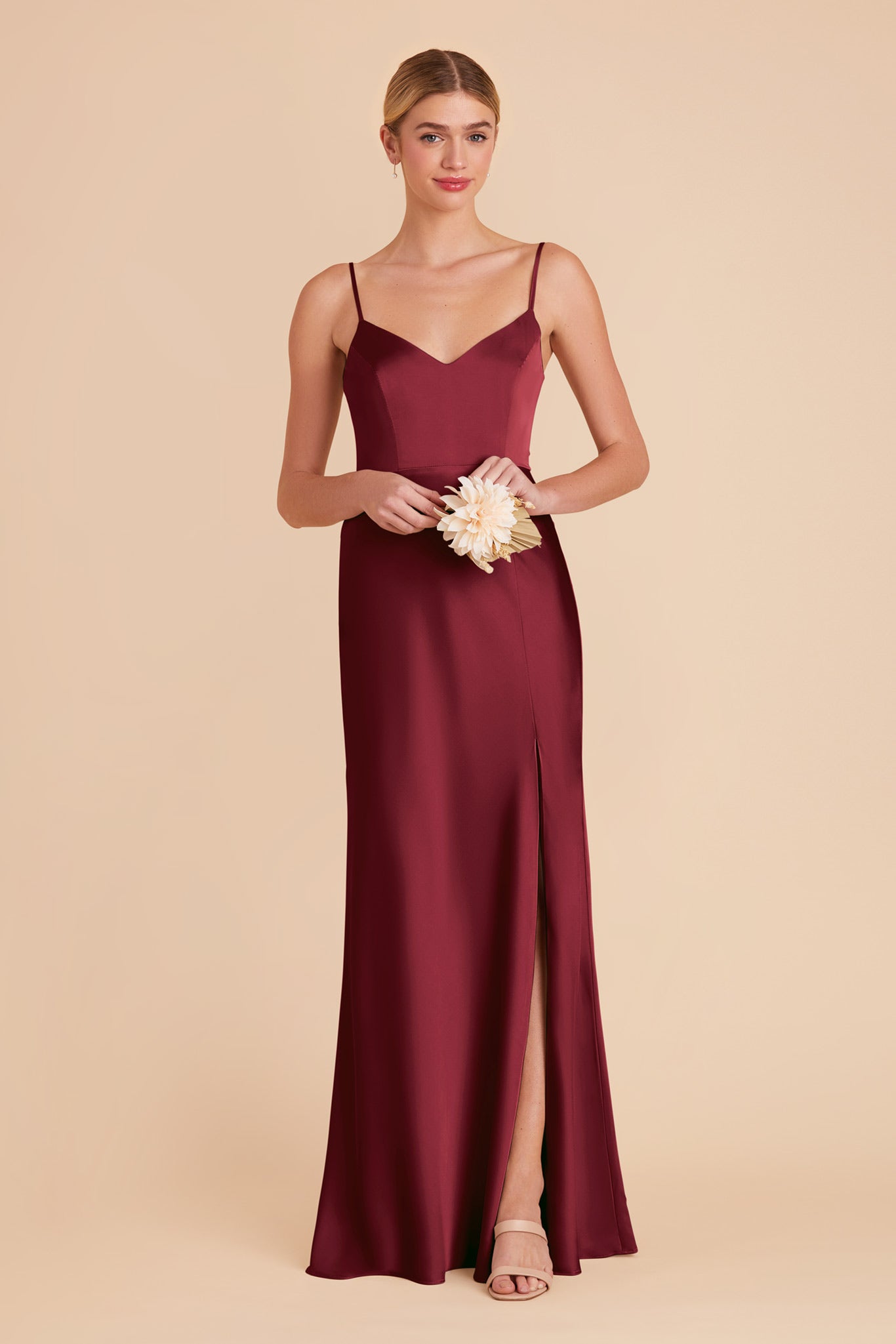 Burgundy Jay Matte Satin Dress by Birdy Grey