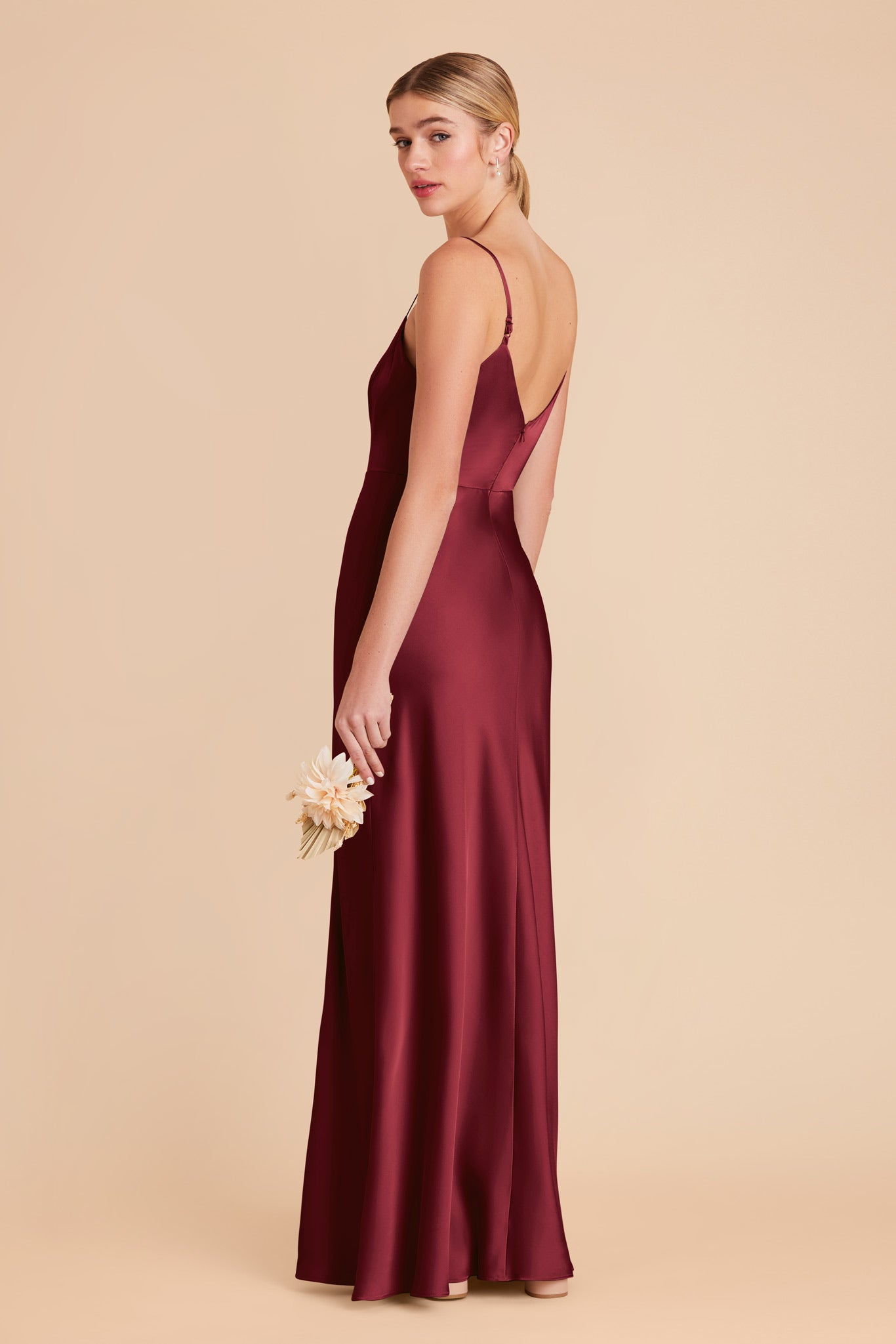 Burgundy Jay Matte Satin Dress by Birdy Grey