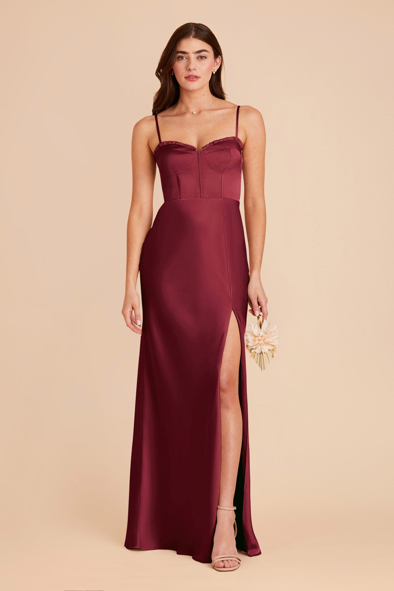 Burgundy Jessica Matte Satin Dress by Birdy Grey