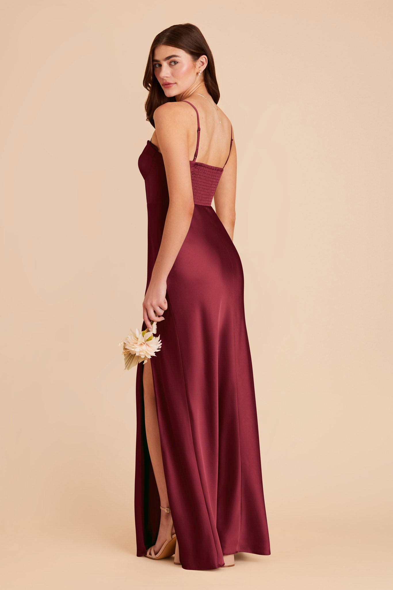 Burgundy Jessica Matte Satin Dress by Birdy Grey