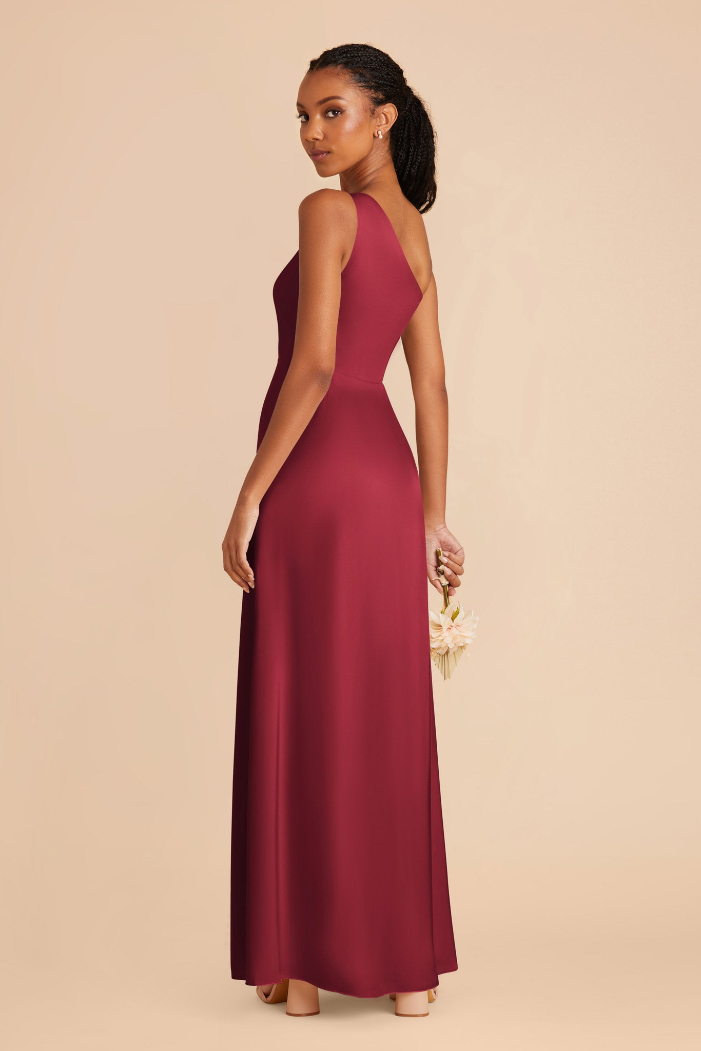 Burgundy Kira Matte Satin Dress by Birdy Grey