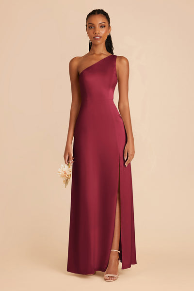 Burgundy Kira Matte Satin Dress by Birdy Grey