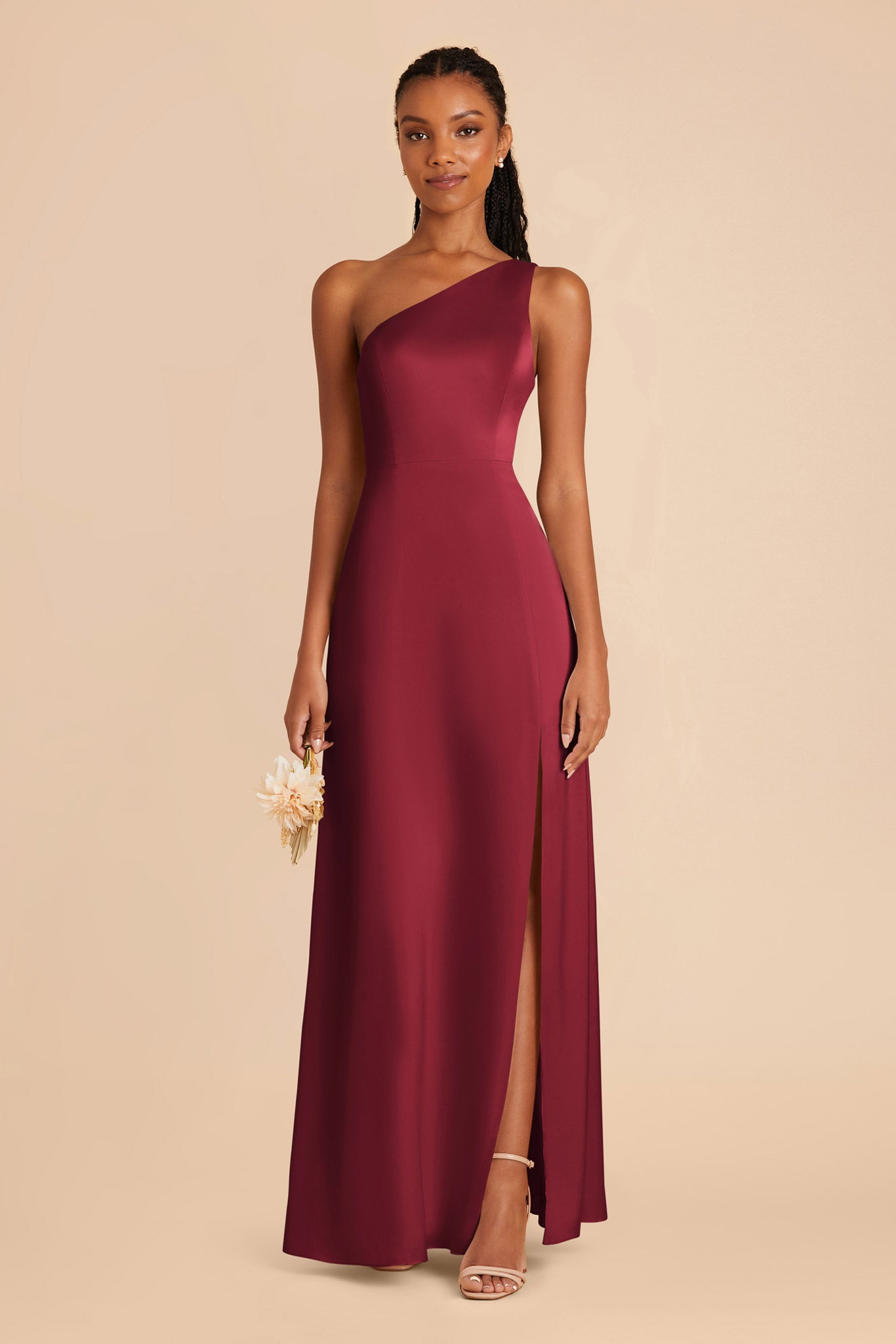 Burgundy Kira Matte Satin Dress by Birdy Grey