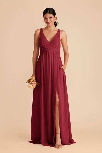 Burgundy Empire Chiffon Dress by Birdy Grey