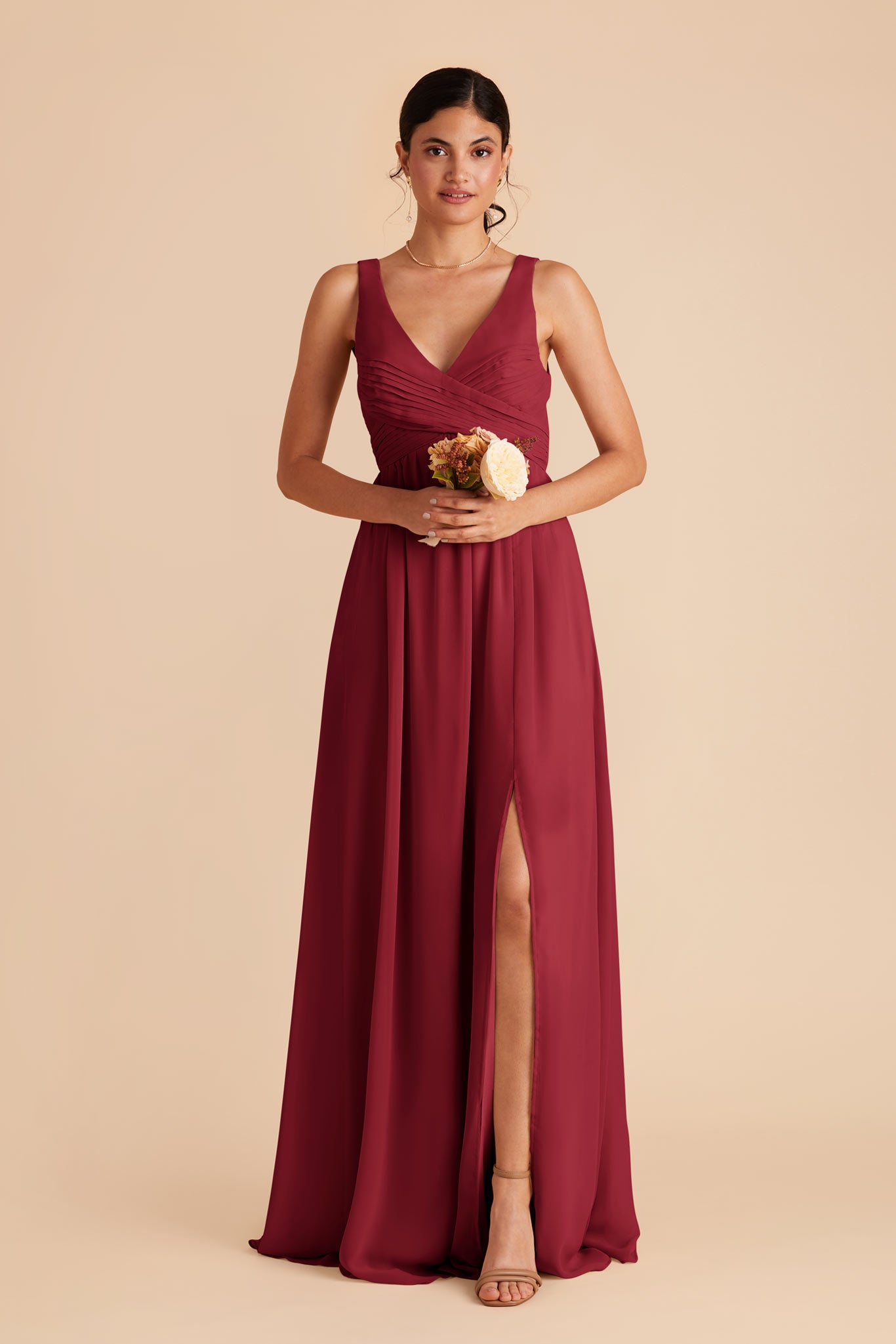 Burgundy Empire Chiffon Dress by Birdy Grey