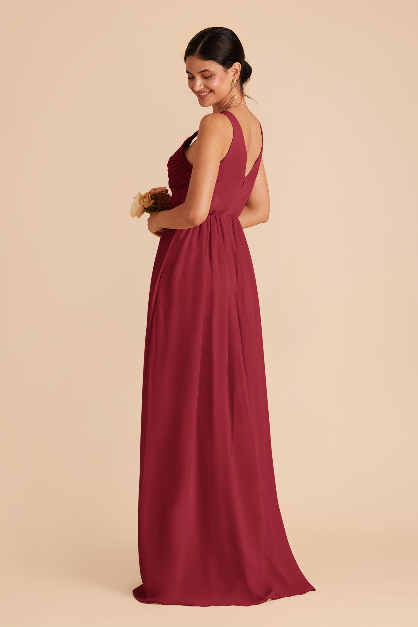 Burgundy Empire Chiffon Dress by Birdy Grey