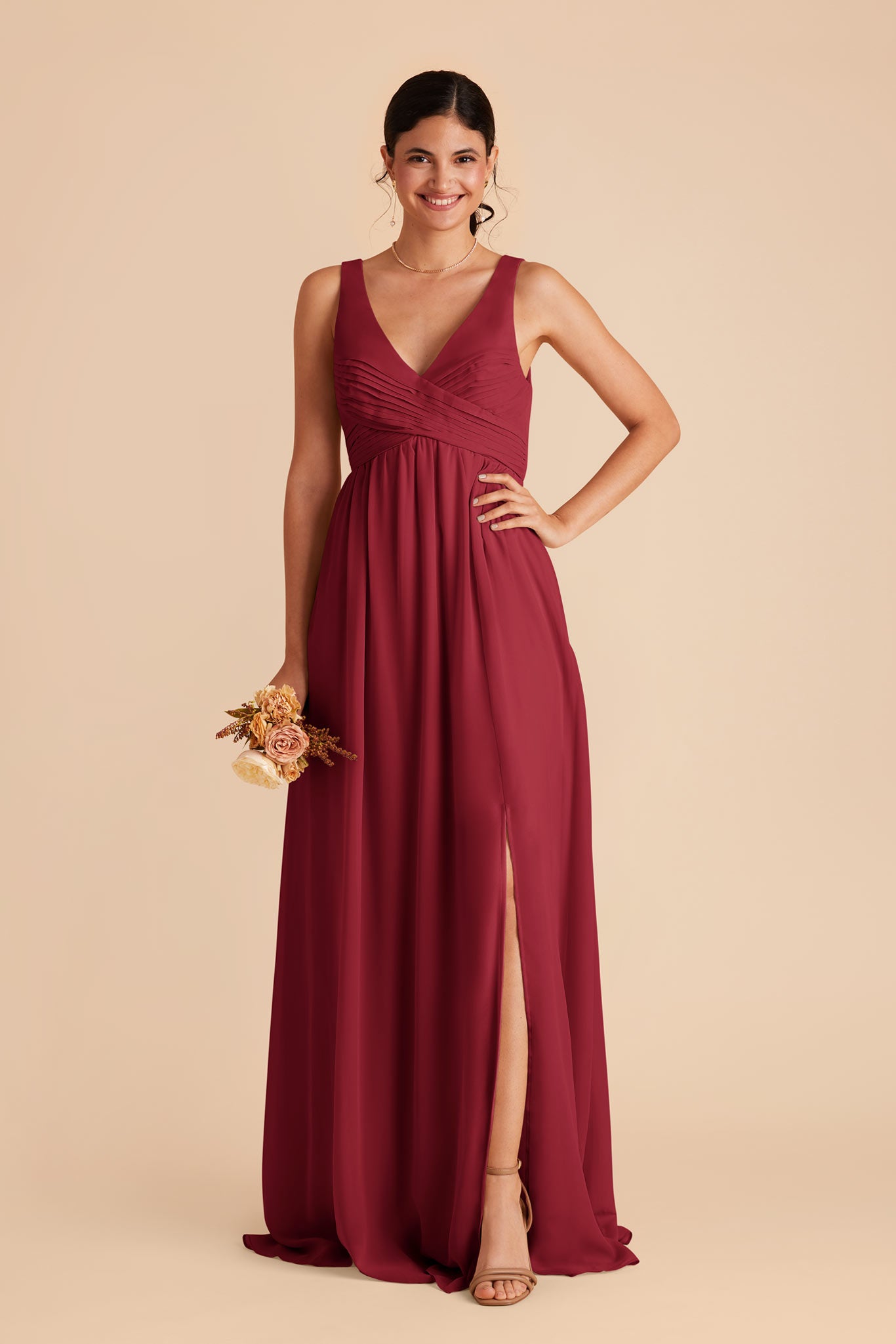 Burgundy Empire Chiffon Dress by Birdy Grey