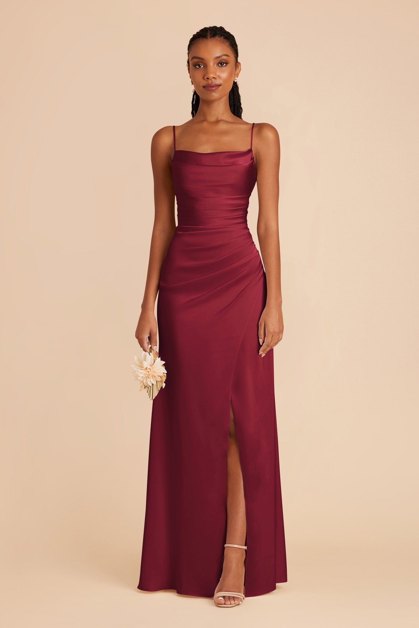 Burgundy Lydia Matte Satin Dress by Birdy Grey