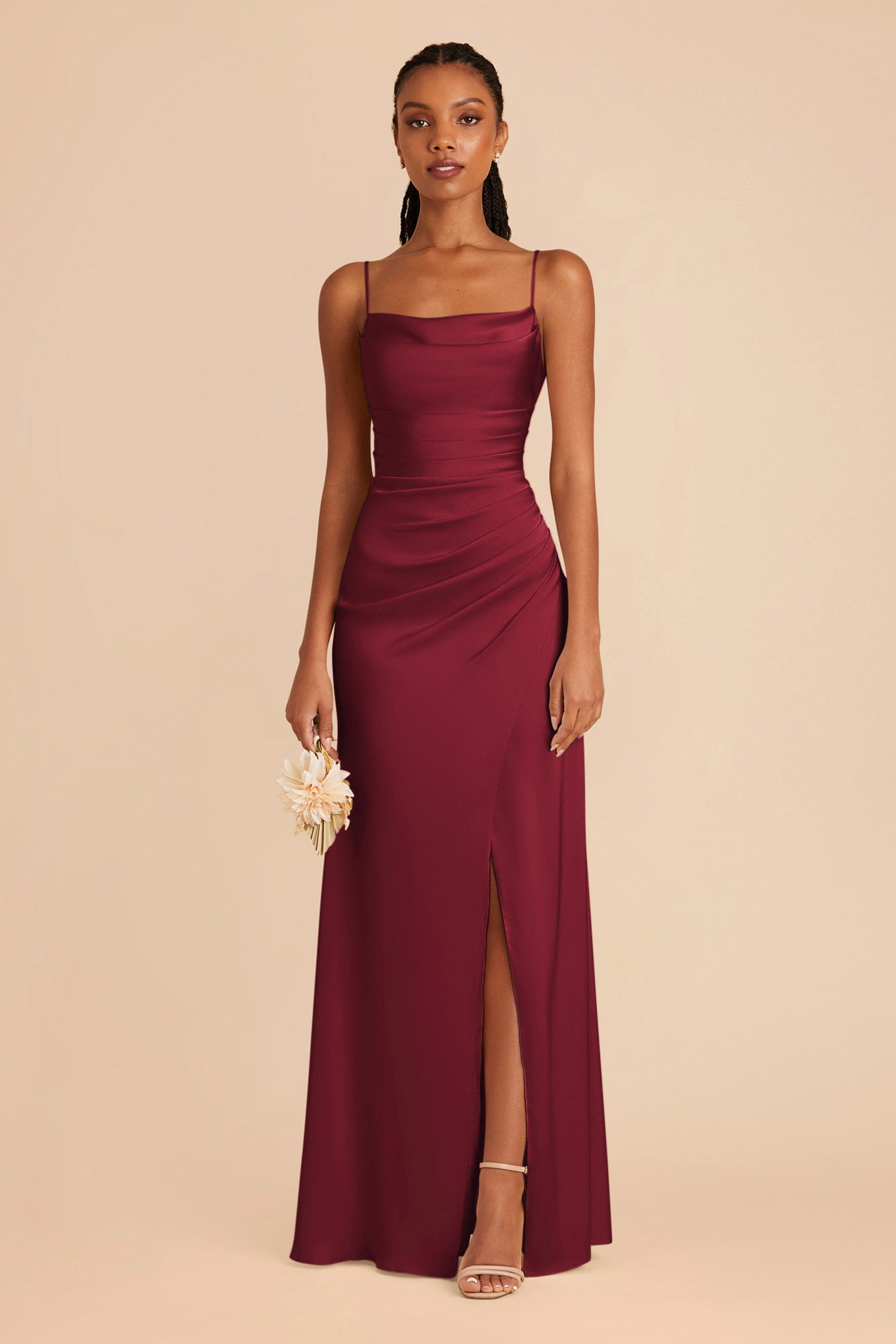 Burgundy Lydia Matte Satin Dress by Birdy Grey