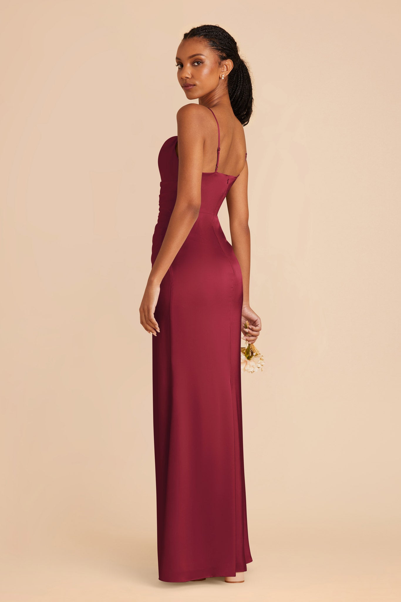 Burgundy Lydia Matte Satin Dress by Birdy Grey