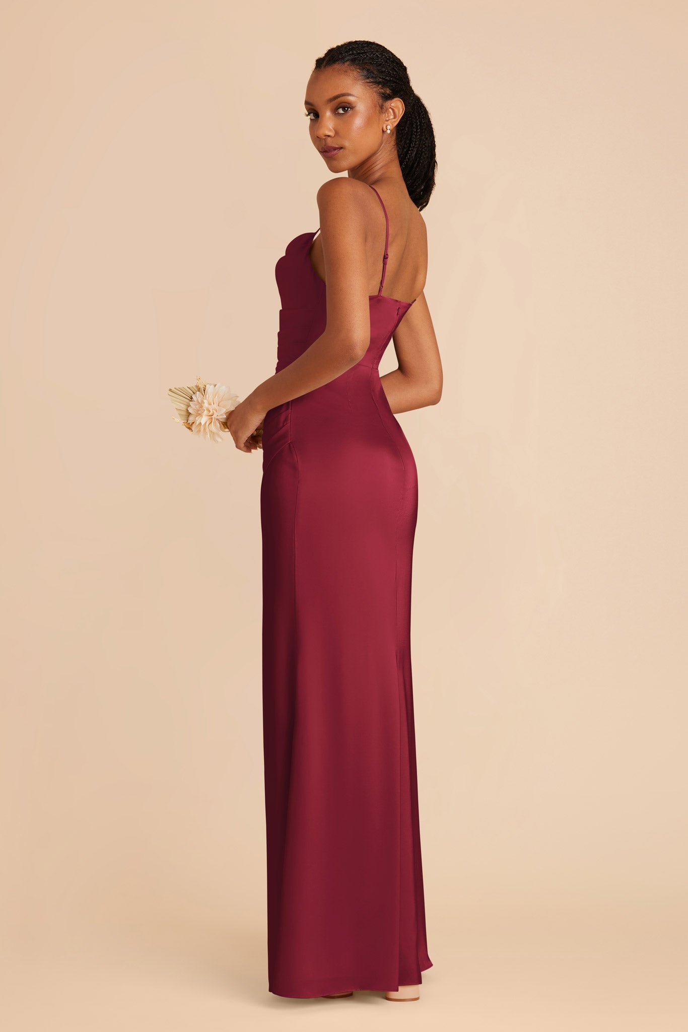 Burgundy Lydia Matte Satin Dress by Birdy Grey