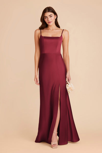 Burgundy Mai Matte Satin Dress by Birdy Grey