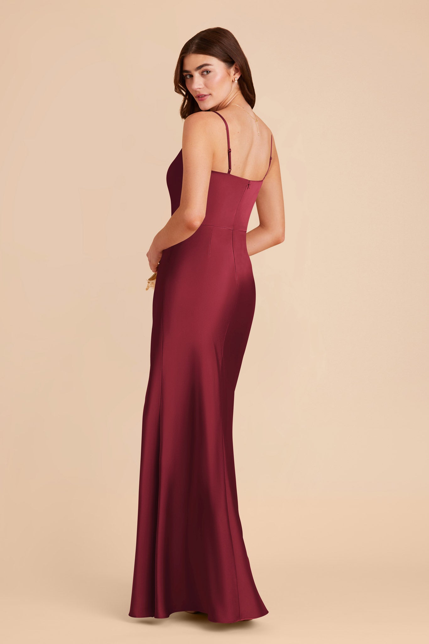 Burgundy Mai Matte Satin Dress by Birdy Grey