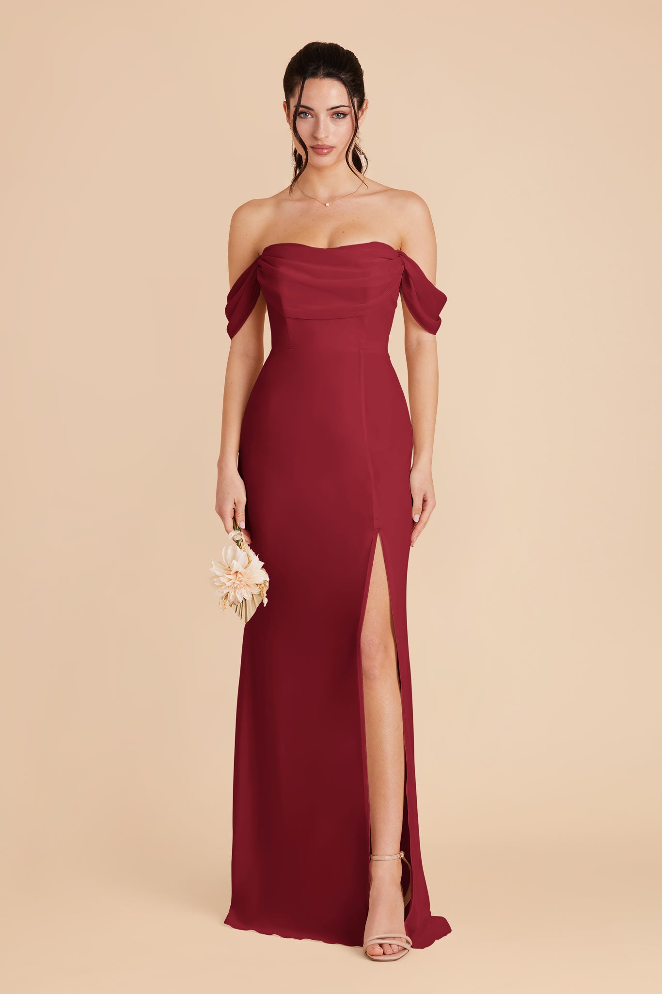 Burgundy Mira Chiffon Dress by Birdy Grey