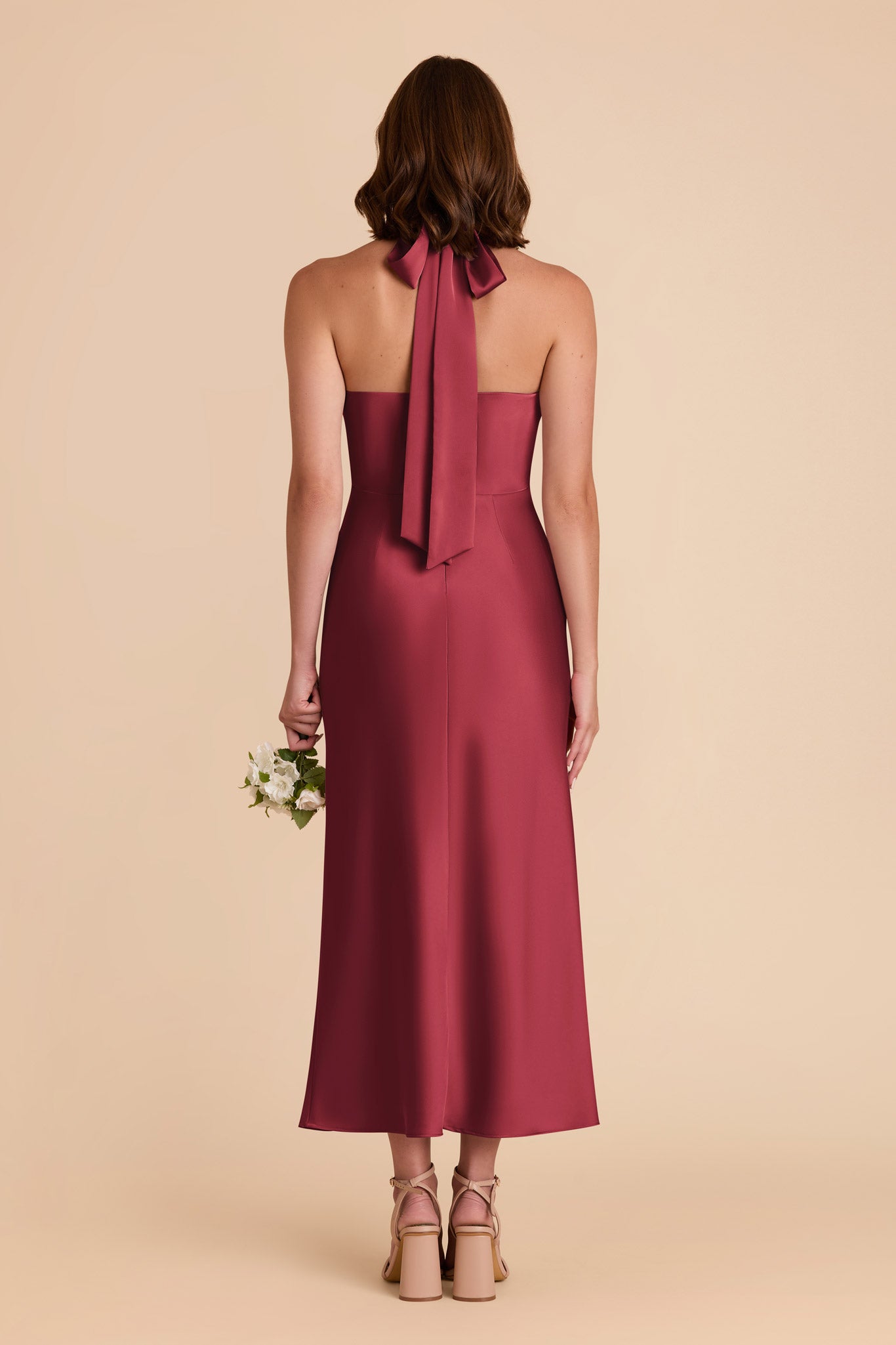 Burgundy Monique Matte Satin Dress by Birdy Grey