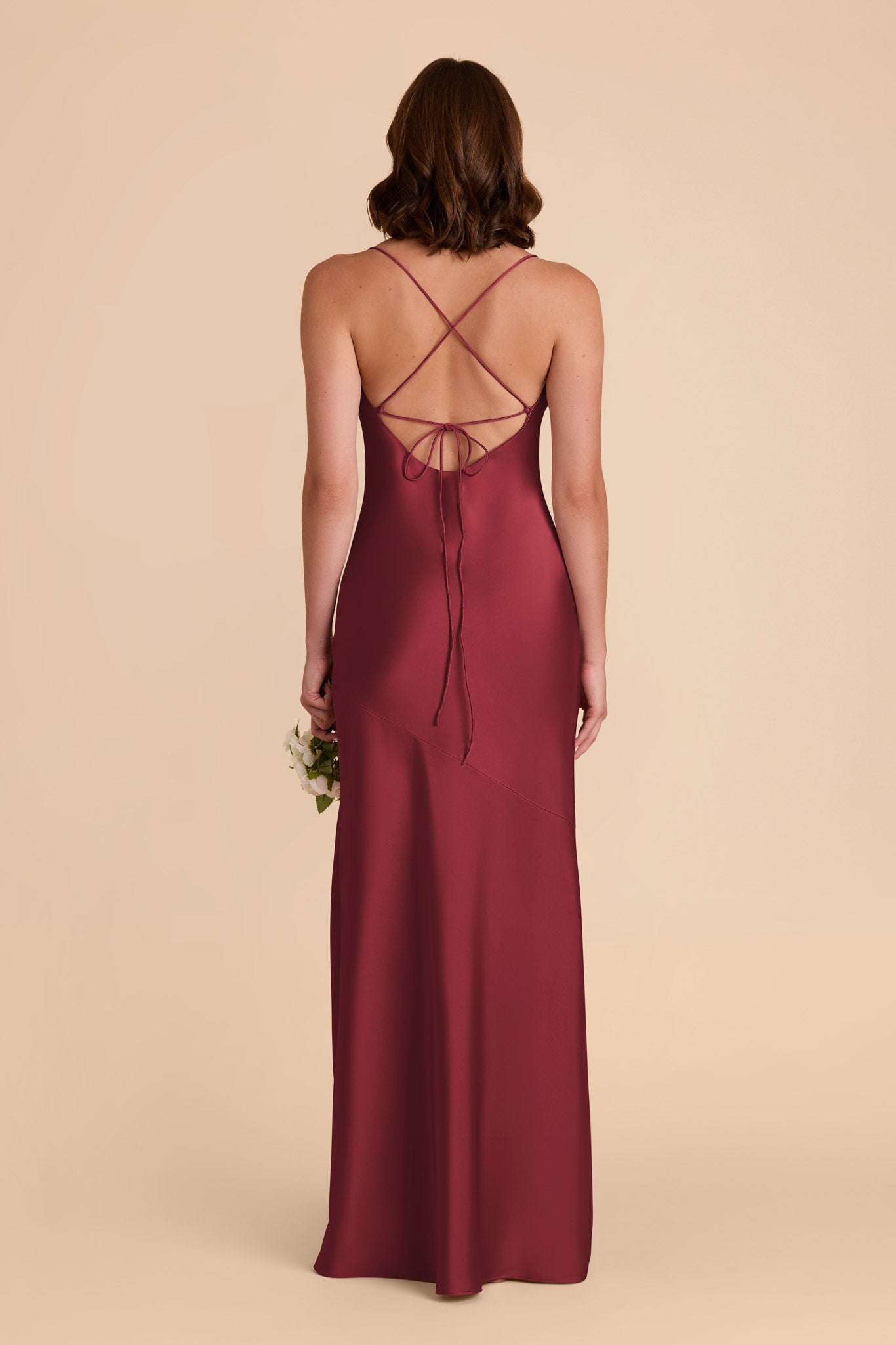 Burgundy Olivia Matte Satin Dress by Birdy Grey