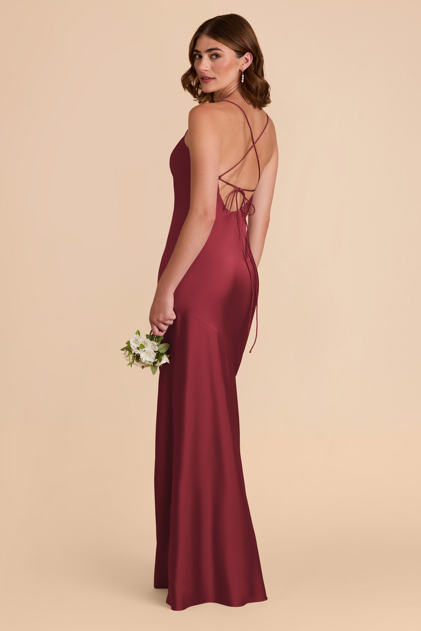 Burgundy Olivia Matte Satin Dress by Birdy Grey