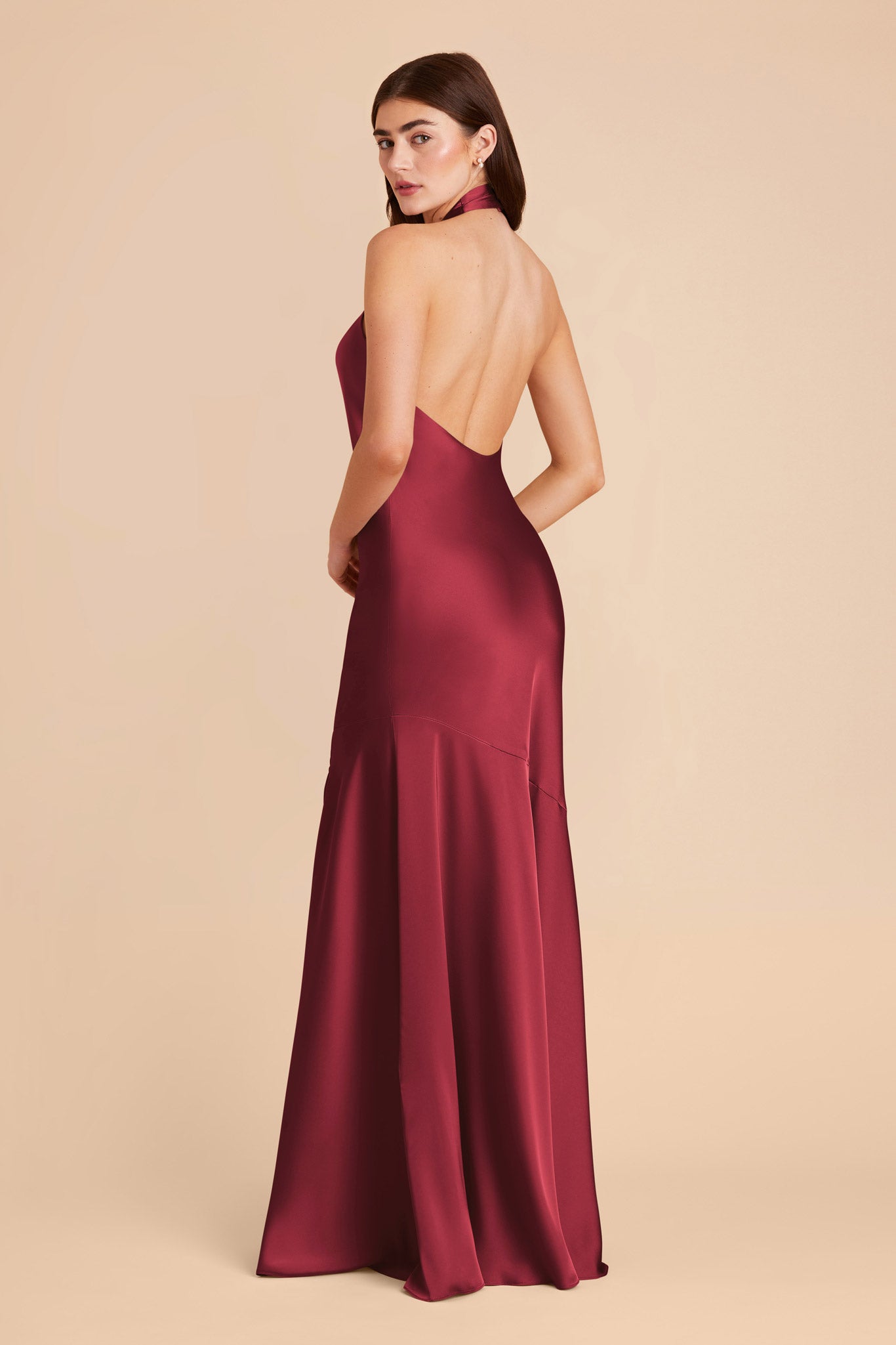 Burgundy Stephanie Matte Satin Dress by Birdy Grey