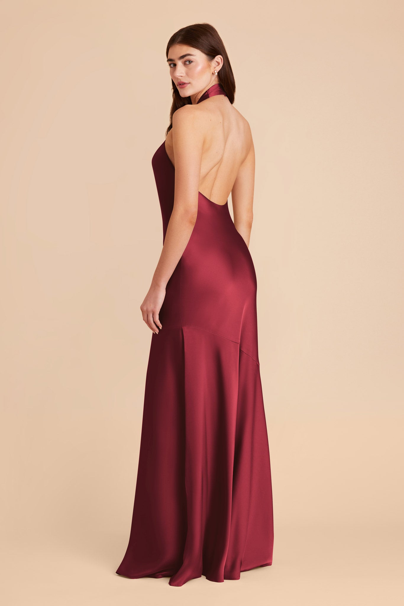 Burgundy Stephanie Matte Satin Dress by Birdy Grey