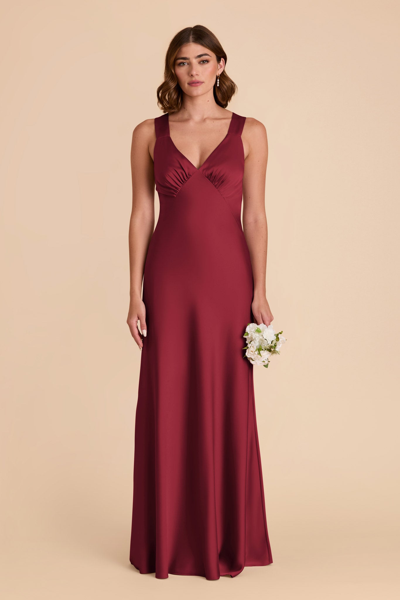 Burgundy Veronica Matte Satin Dress by Birdy Grey