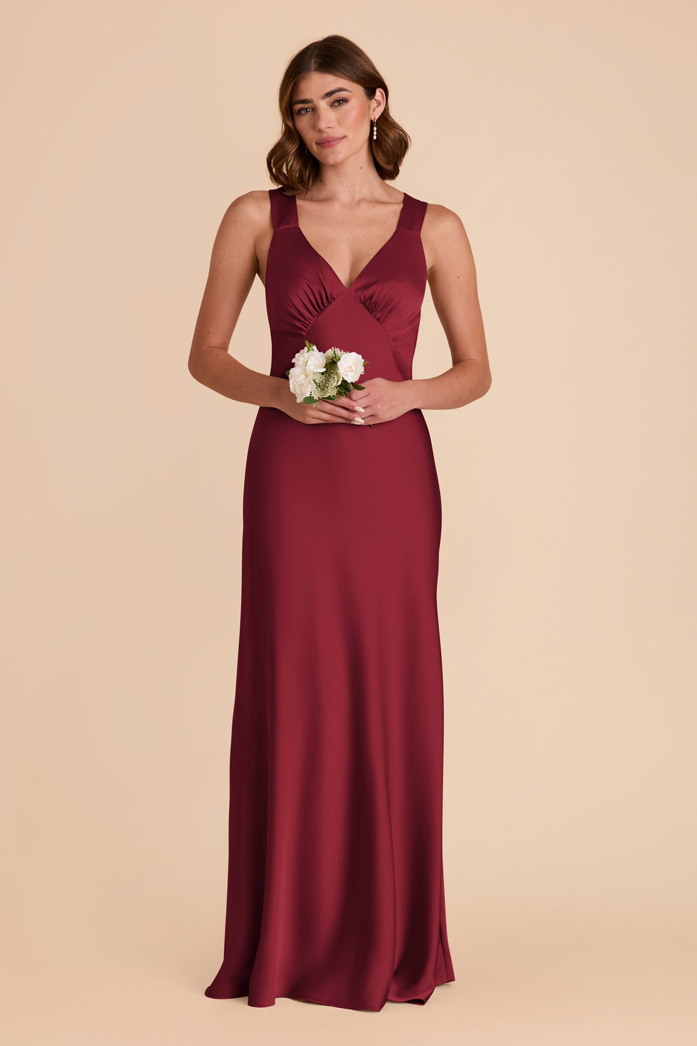 Burgundy Veronica Matte Satin Dress by Birdy Grey