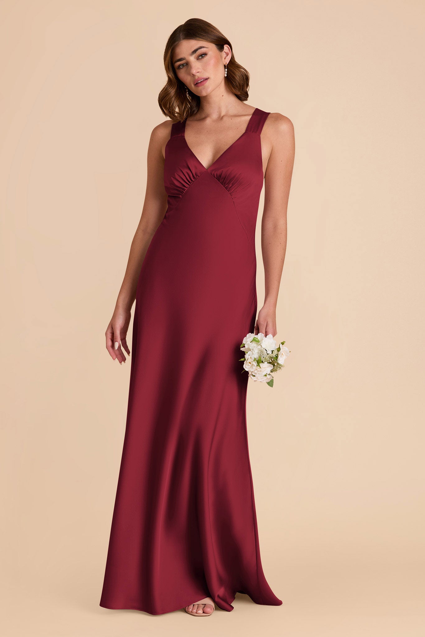 Burgundy Veronica Matte Satin Dress by Birdy Grey