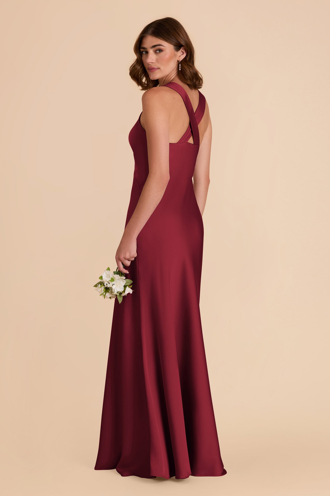 Burgundy Veronica Matte Satin Dress by Birdy Grey