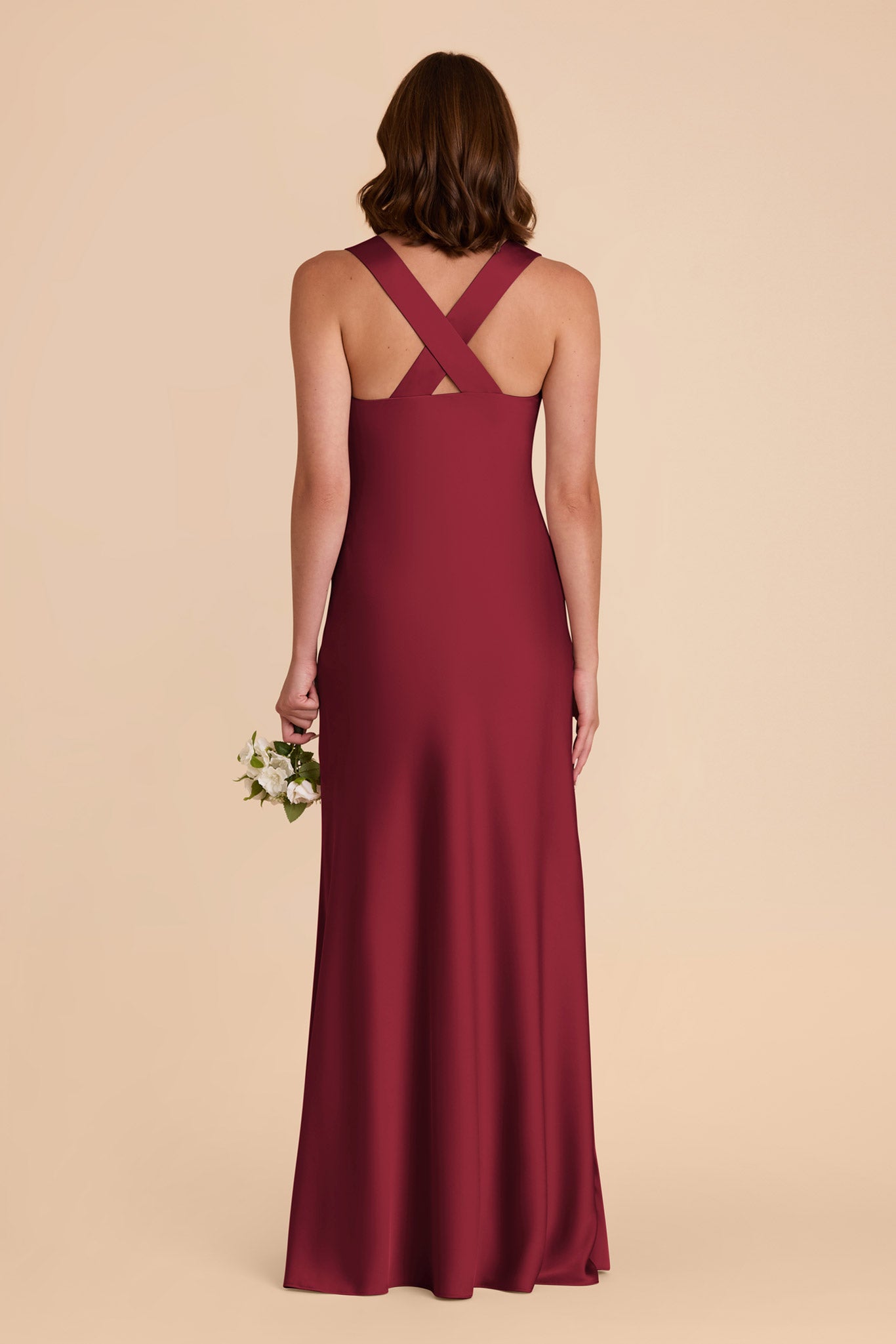 Burgundy Veronica Matte Satin Dress by Birdy Grey