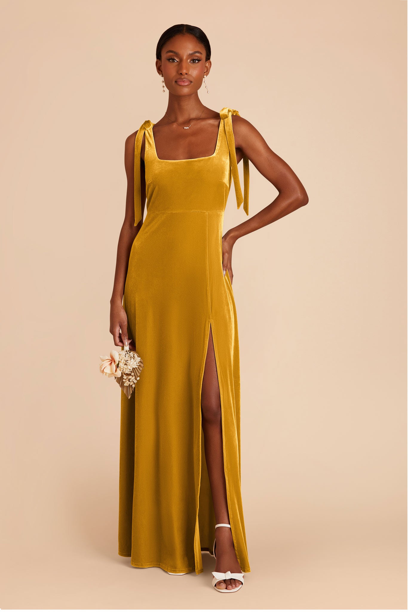 Alex Butterscotch A Line Velvet Bridesmaid Dress Birdy Grey