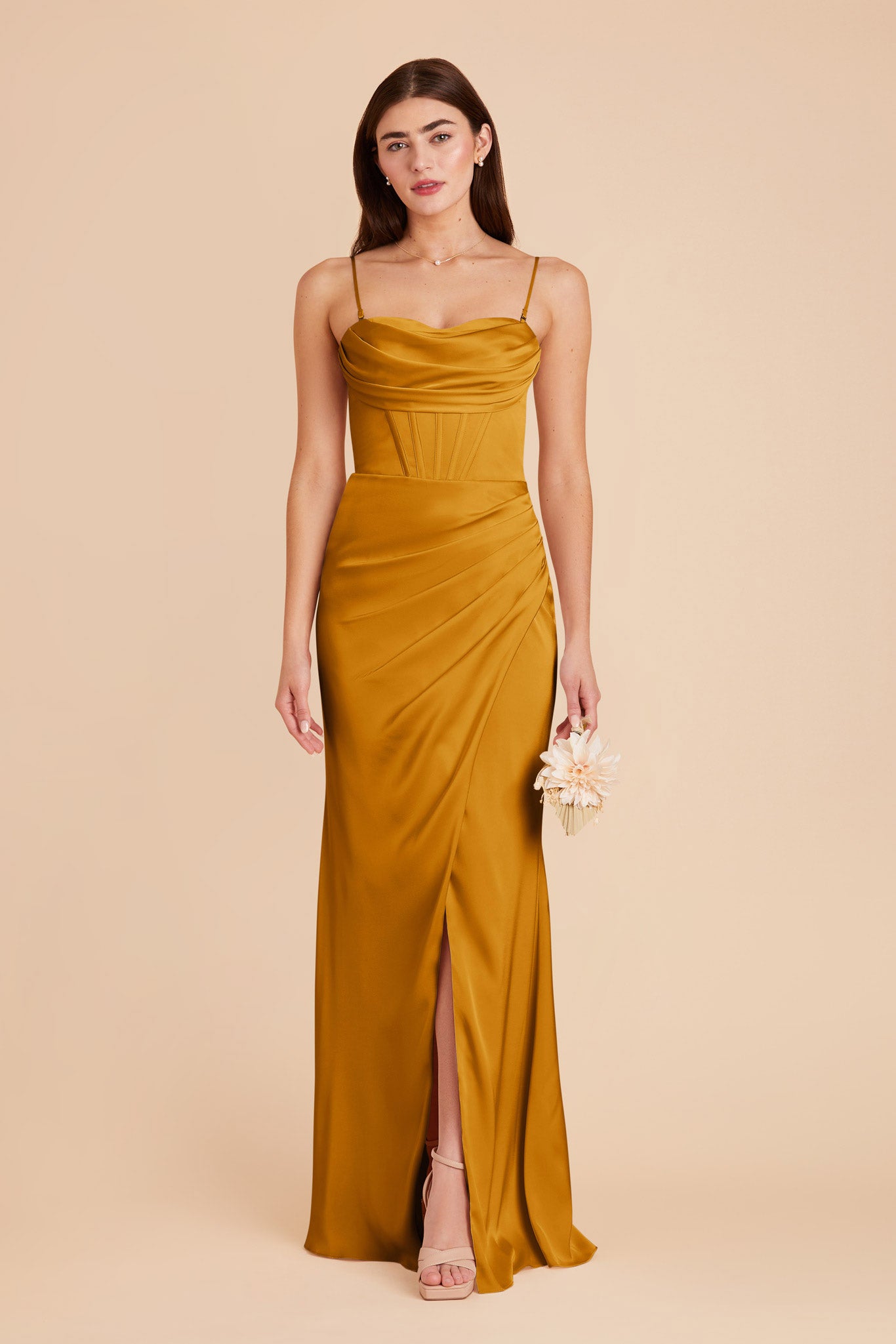  Butterscotch Carrie Matte Satin Dress by Birdy Grey