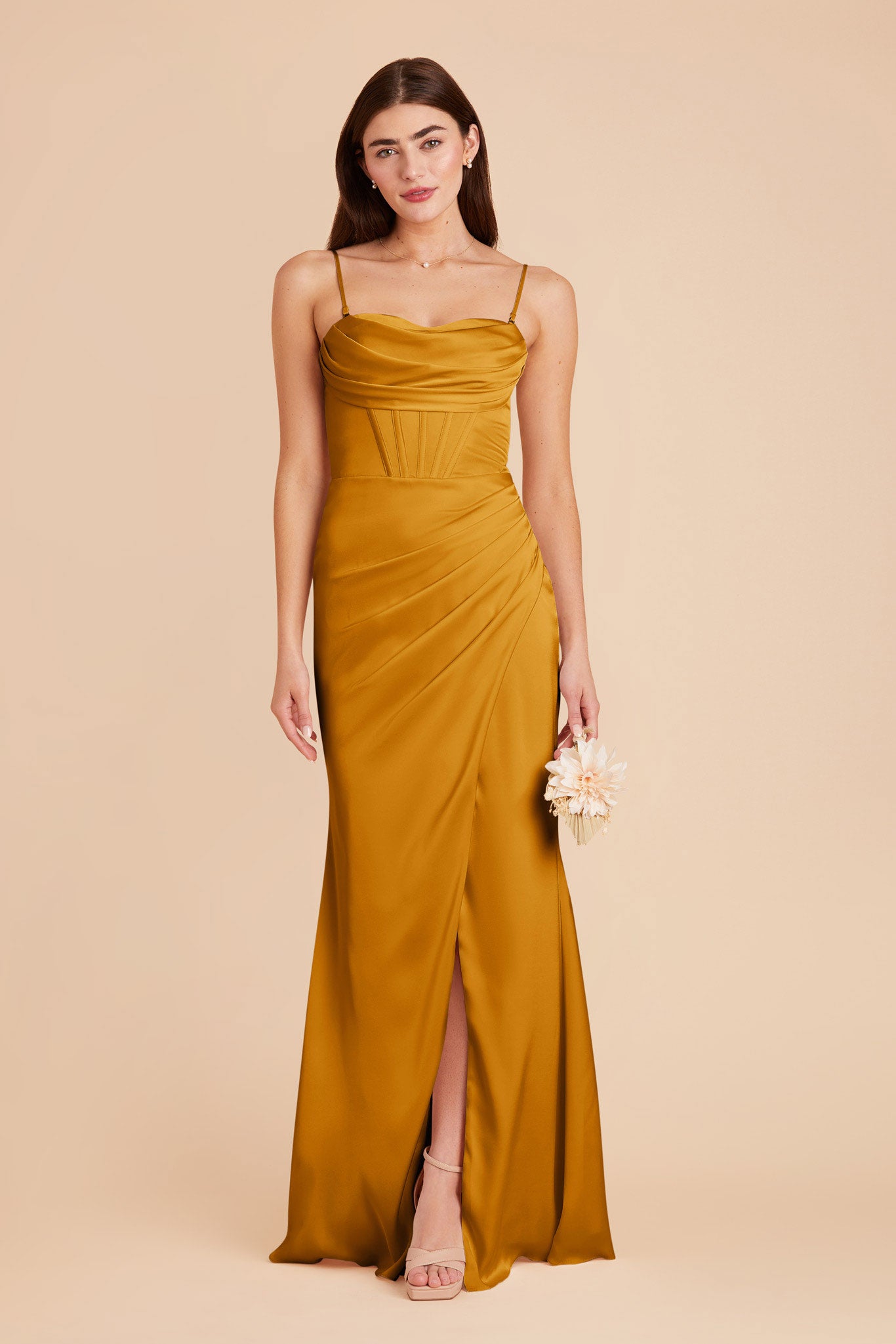  Butterscotch Carrie Matte Satin Dress by Birdy Grey