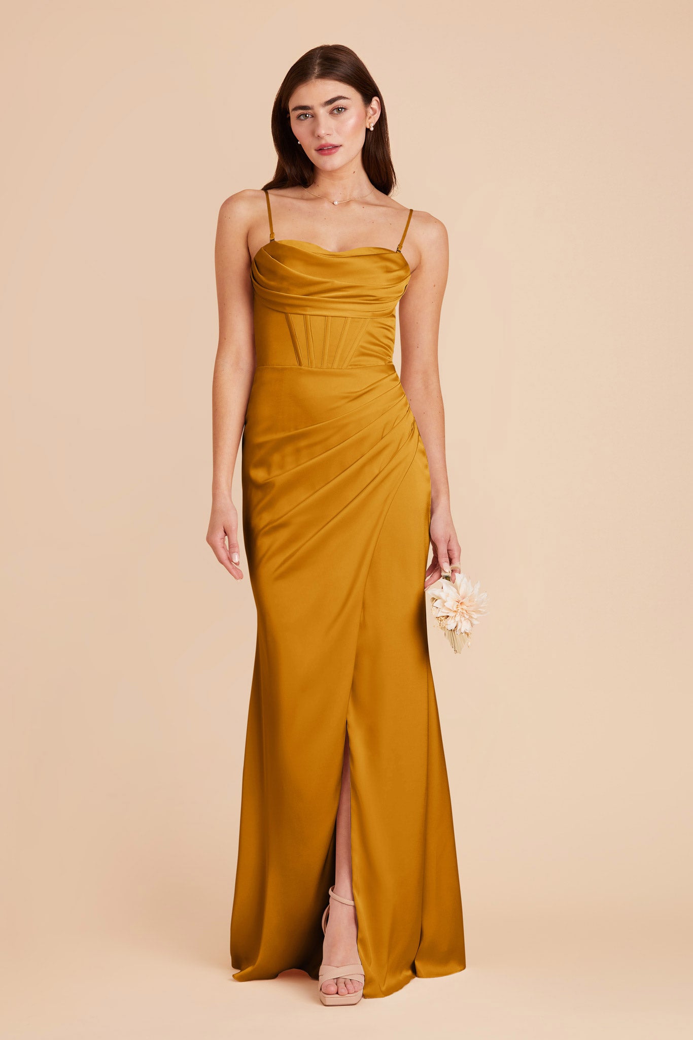  Butterscotch Carrie Matte Satin Dress by Birdy Grey