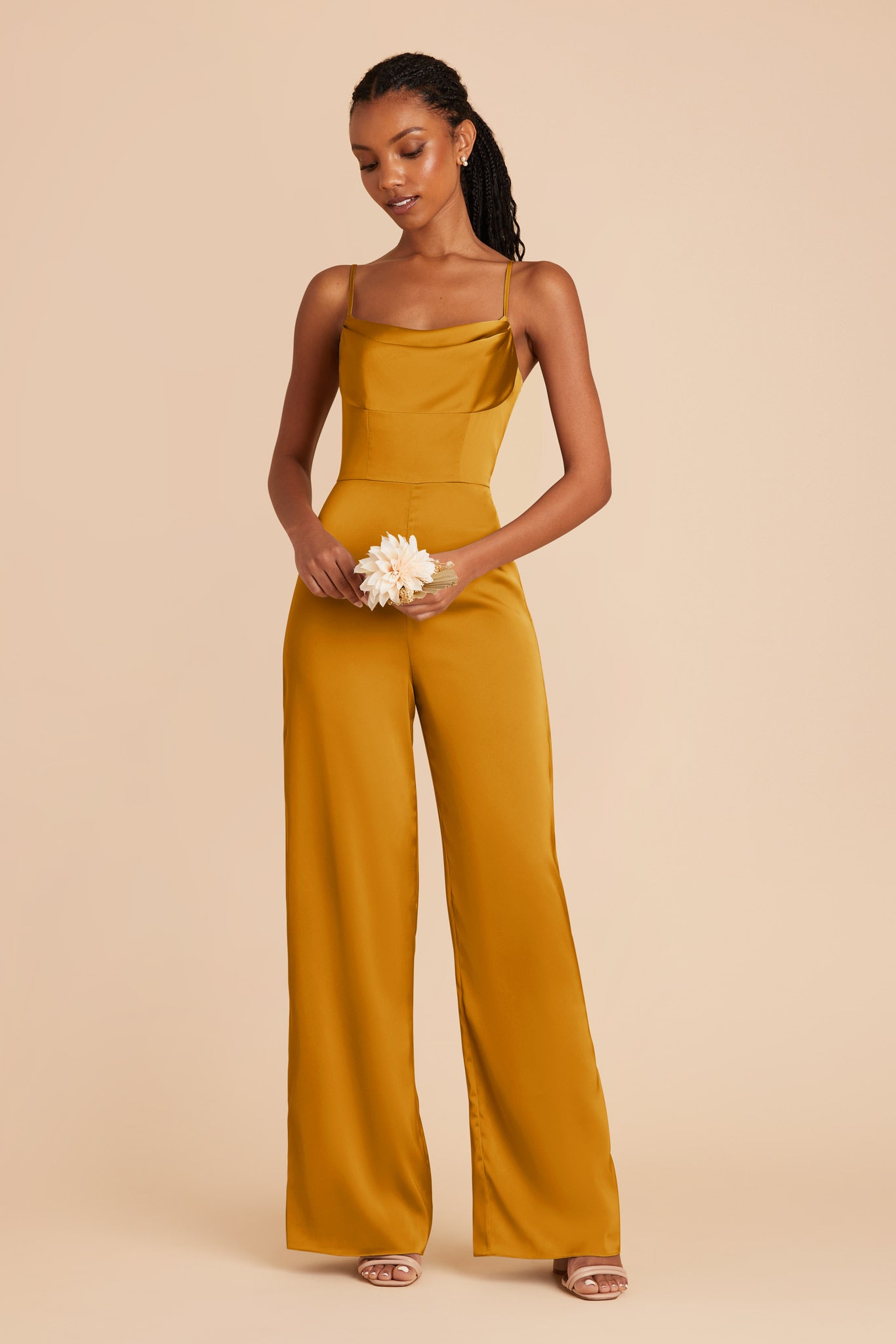 Butterscotch Donna Matte Satin Bridesmaid Jumpsuit by Birdy Grey