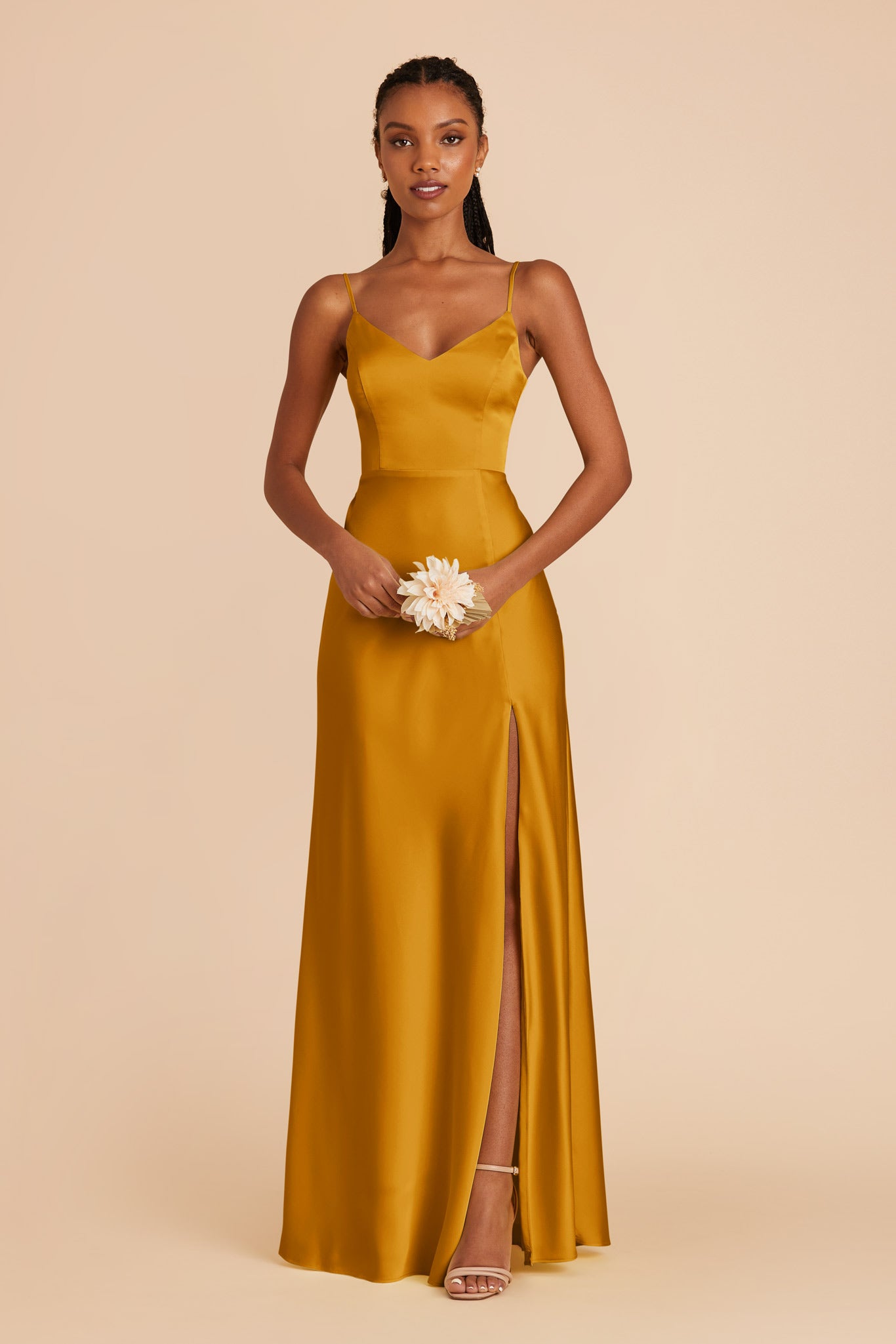 Jay Matte Satin Bridesmaid Dress in Butterscotch Birdy Grey