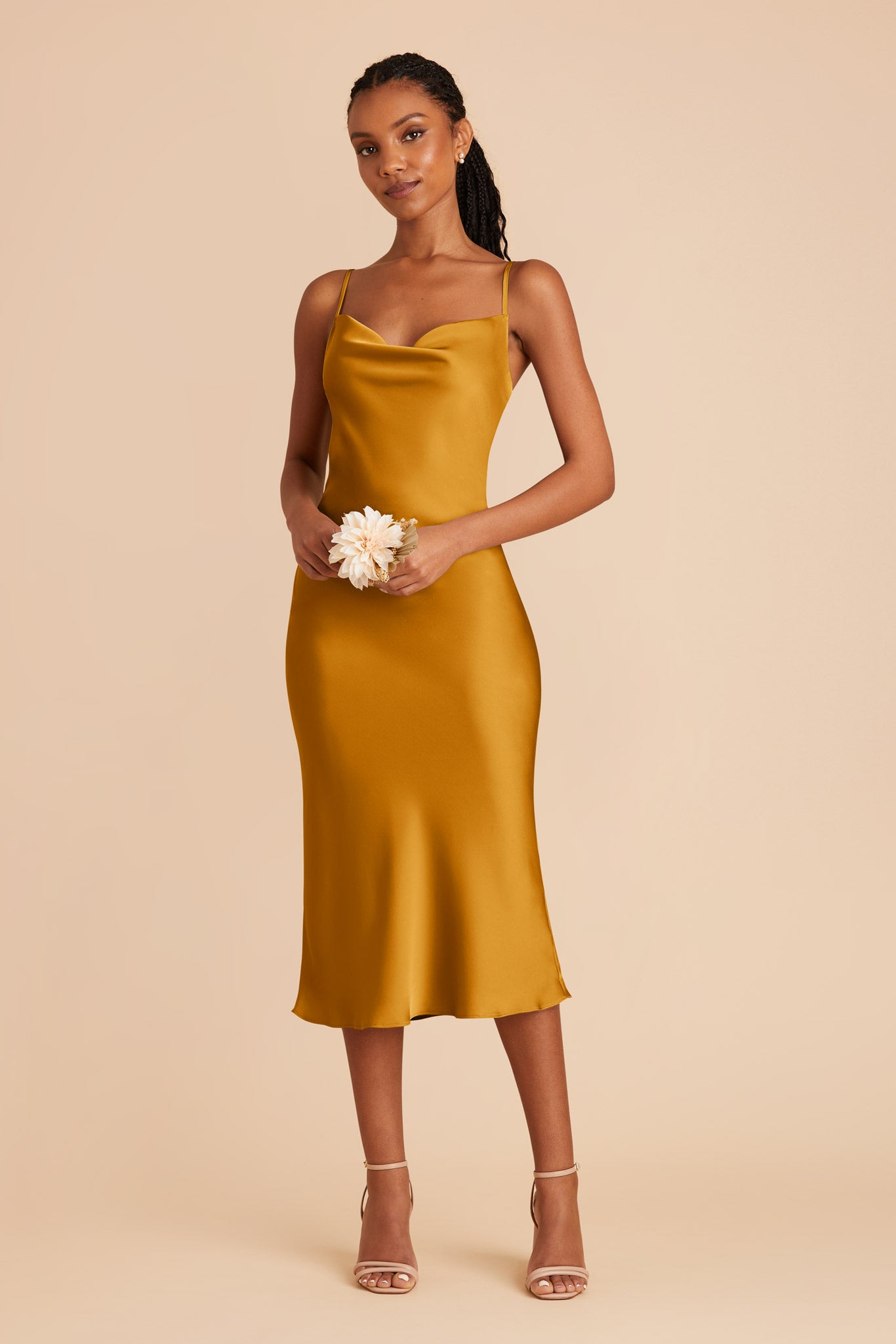 Butterscotch Lisa Matte Satin Midi Dress by Birdy Grey