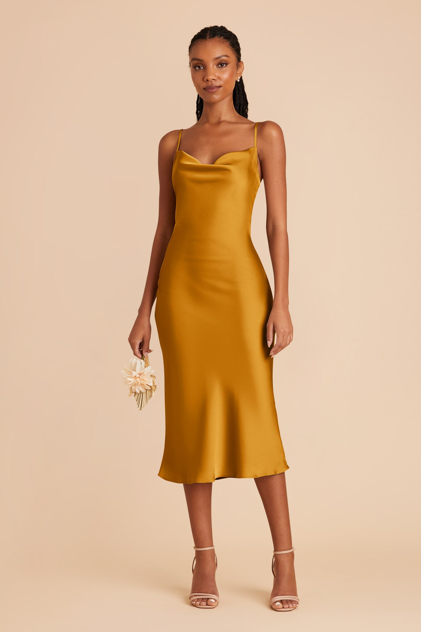 Butterscotch Lisa Matte Satin Midi Dress by Birdy Grey