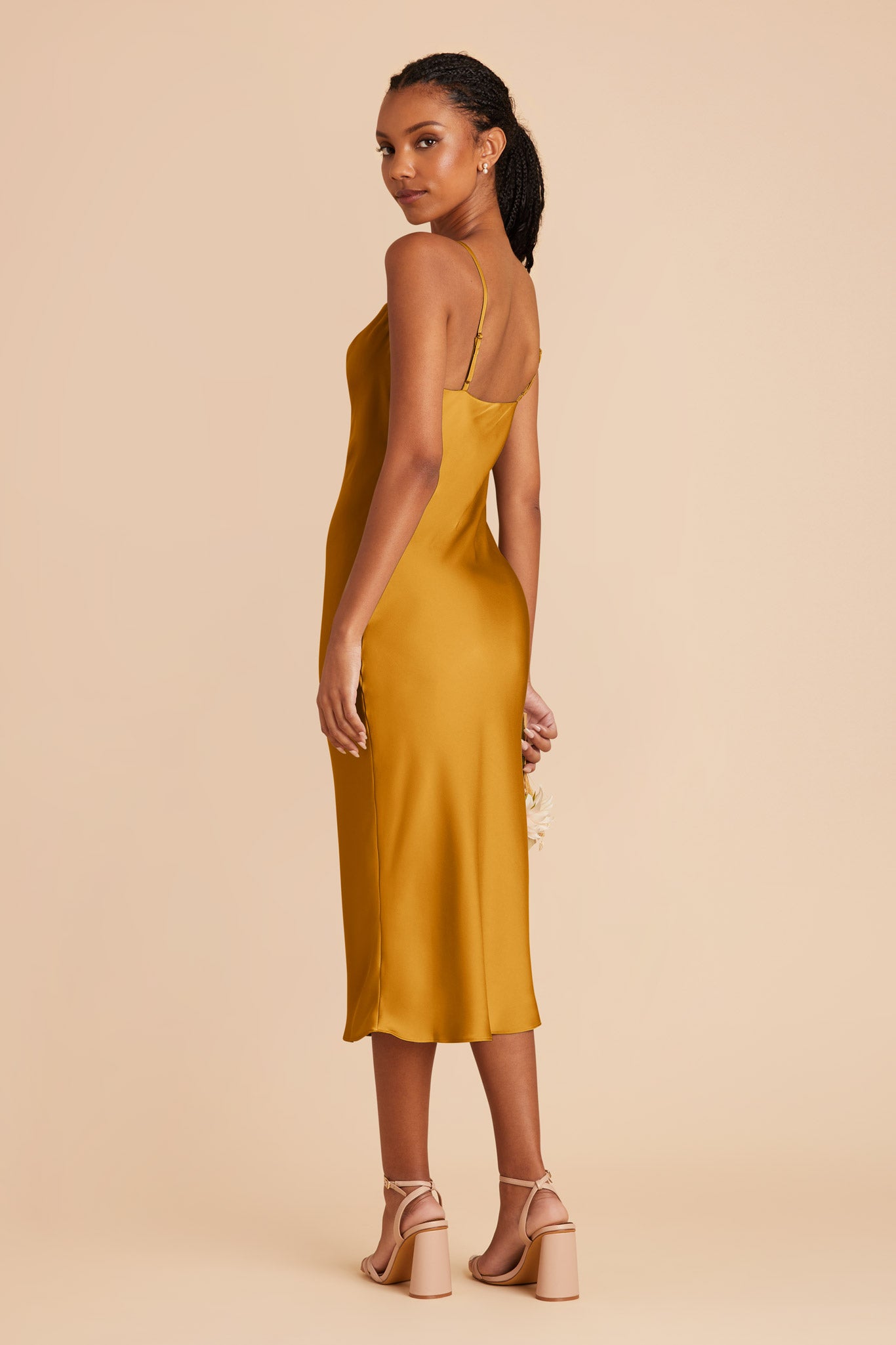 Butterscotch Lisa Matte Satin Midi Dress by Birdy Grey