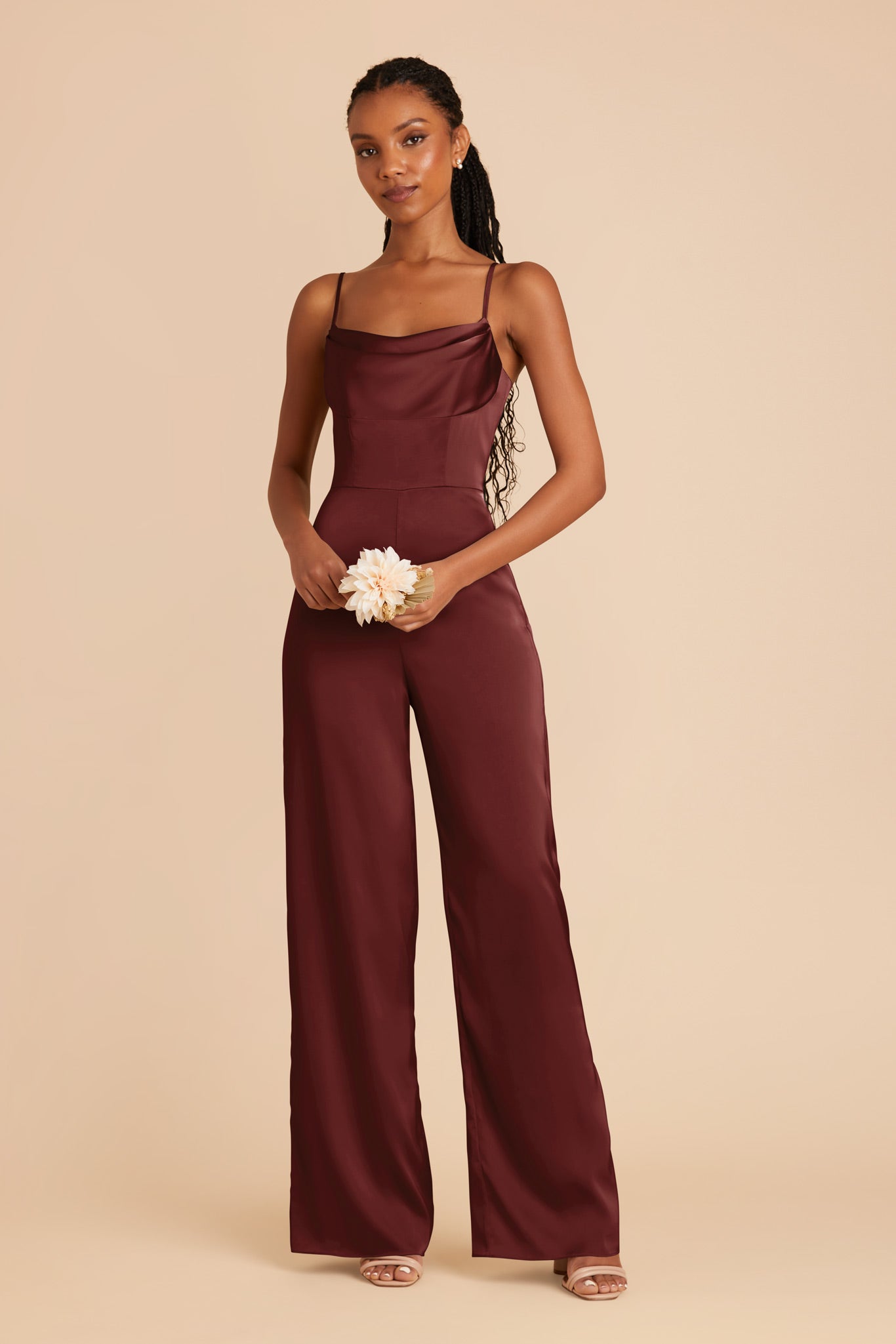 Cabernet Donna Matte Satin Jumpsuit by Birdy Grey